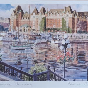 Three Framed Prints Signed Blaine Jackson - Romancing Victoria - Legacy of Thunderbird - Bastion Square Today Romancing Victoria