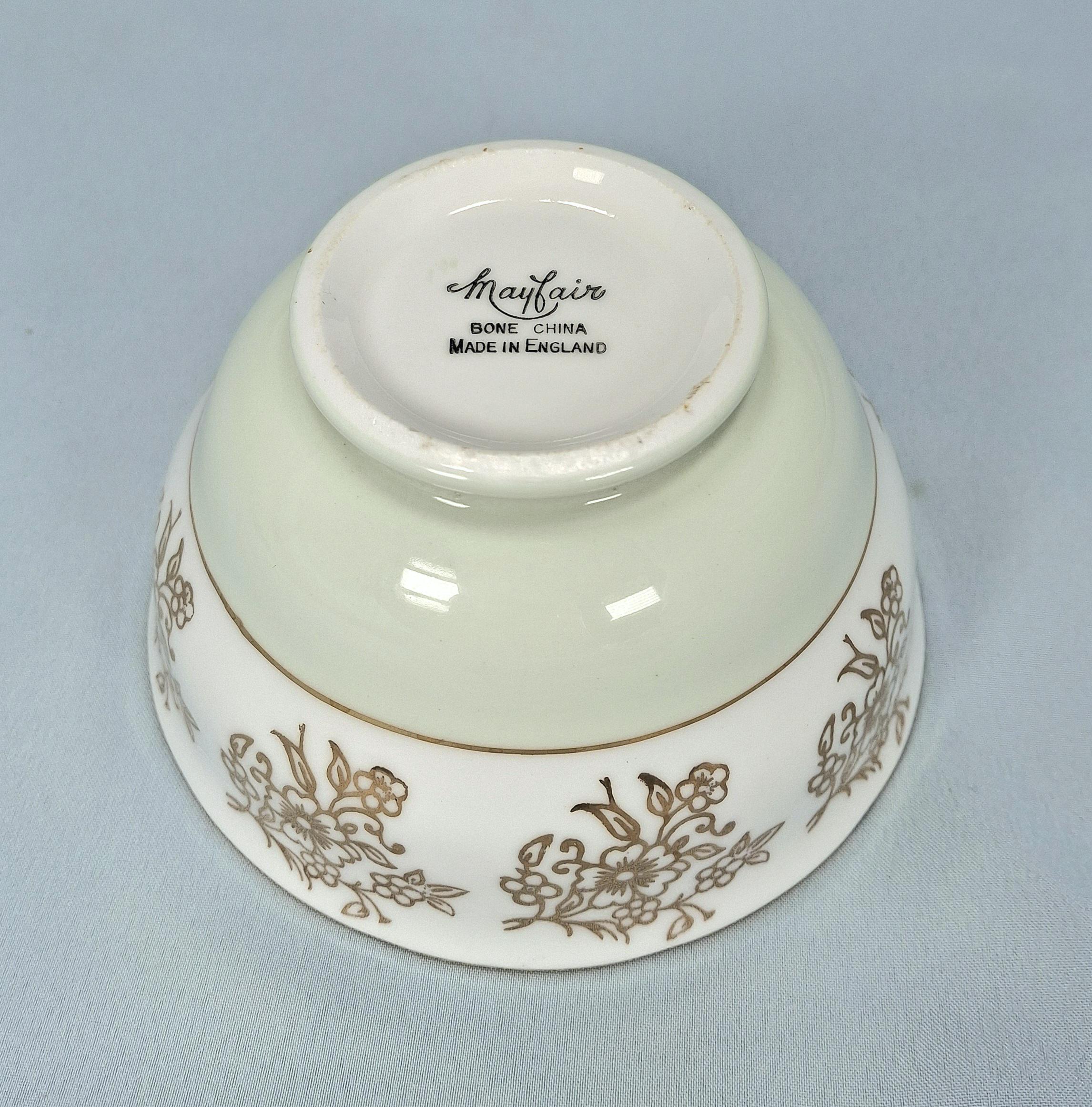 Vintage Mayfair Bone China: sugar bowl, jug and cake plate — image 9