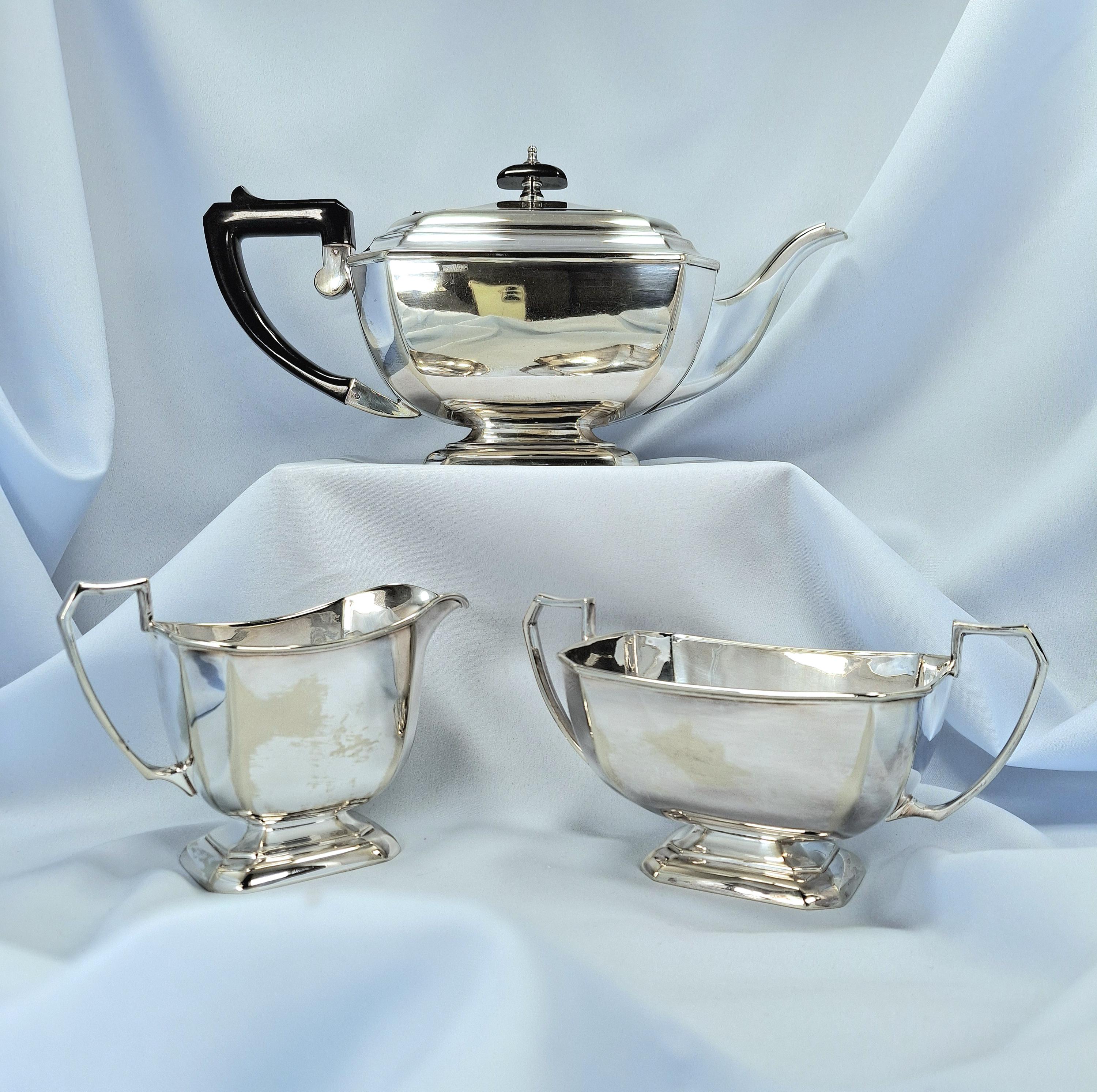Vintage Set: Silver Plated Teapot, Sugar Bowl and Creamer / Milk Jug, Antique gift