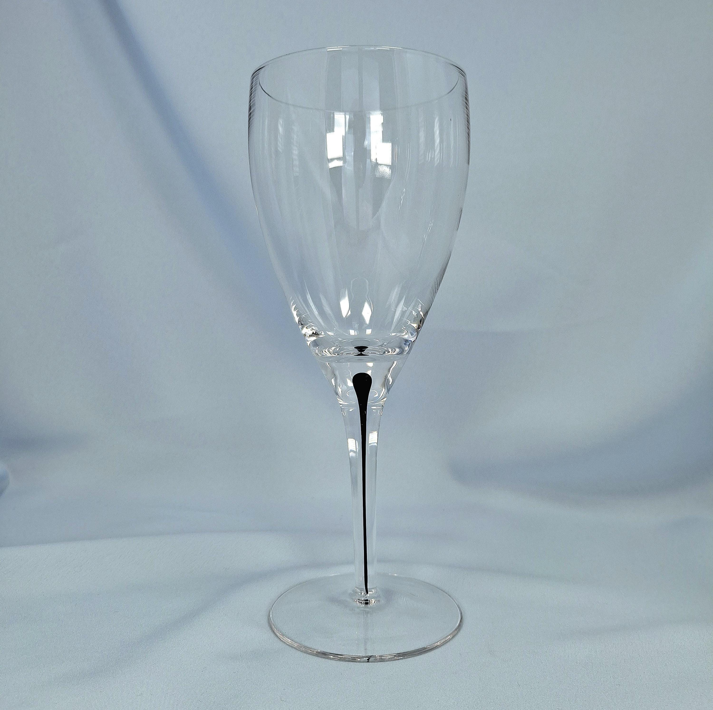 Orrefors Metropol Style Wine Glass, Clear Crystal Black Drop Stem, Scandinavian Modern Stemware — image 10