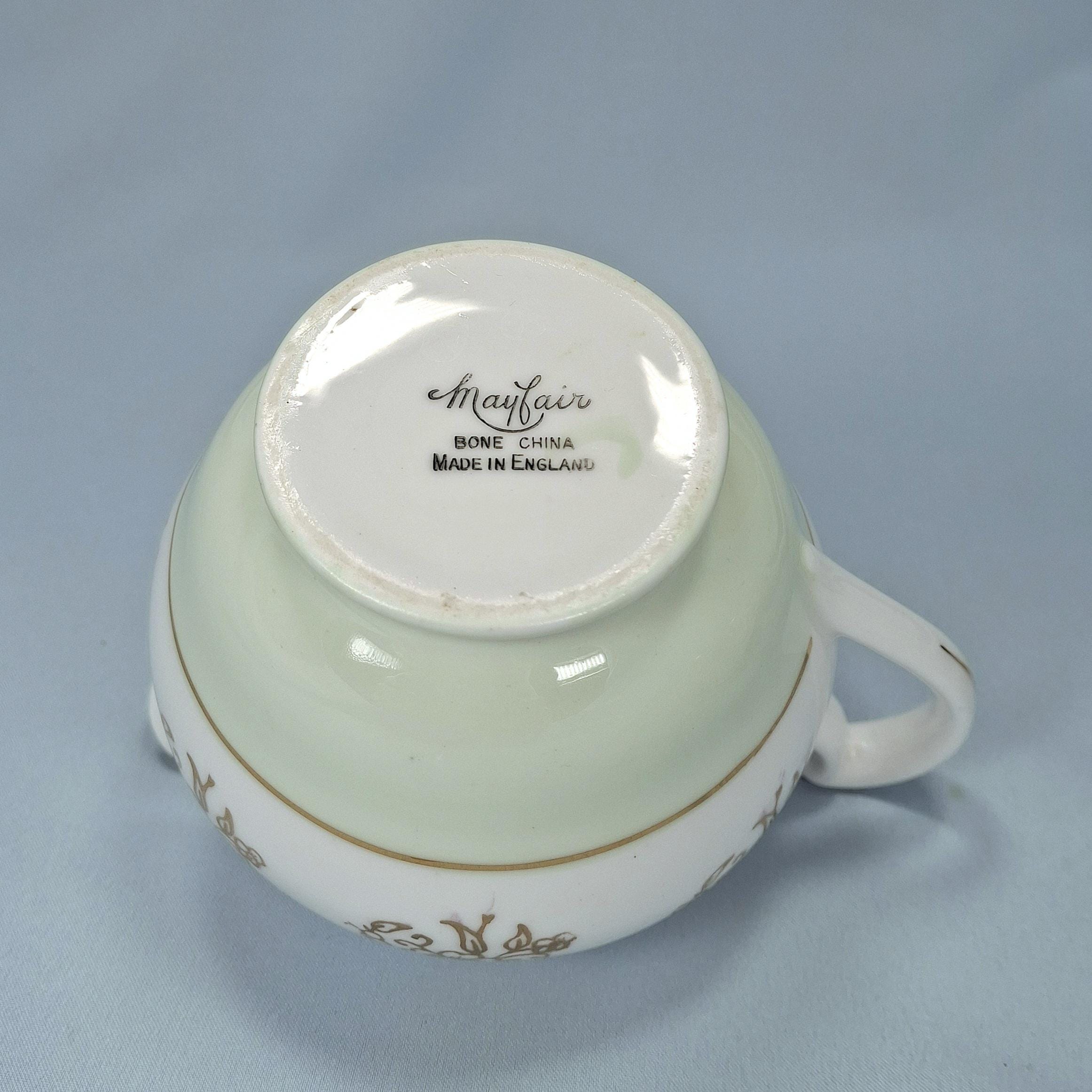 Vintage Mayfair Bone China: sugar bowl, jug and cake plate — image 4