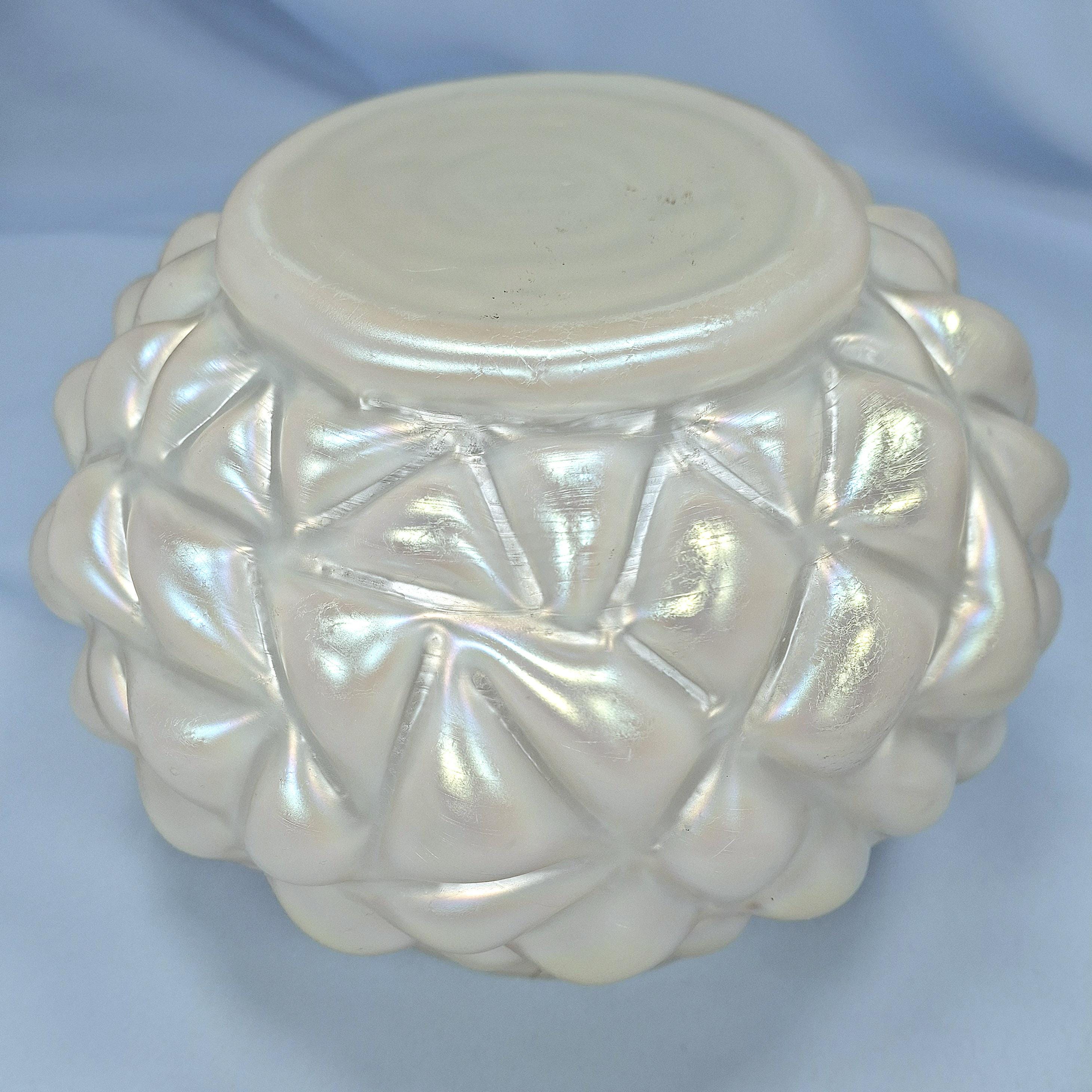 Rare Big Rose Bowl, Kralik Bohemian Art Glass Vase & Flower Frog, circa 1900. Antique — image 10