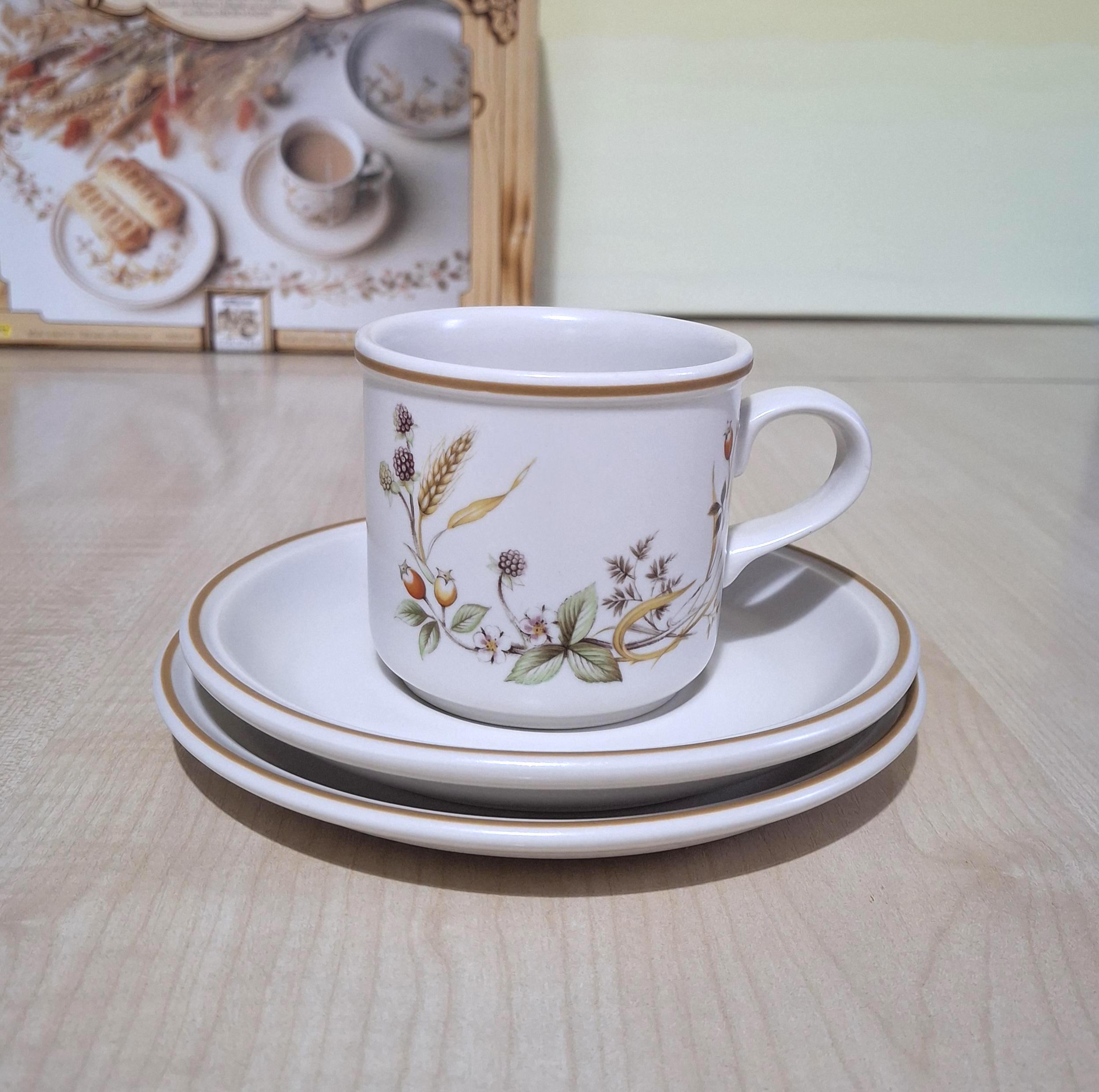 Vintage Marks & Spencer Tea Cup Trio Set: Harvest Floral Oven-to-Tableware — image 2