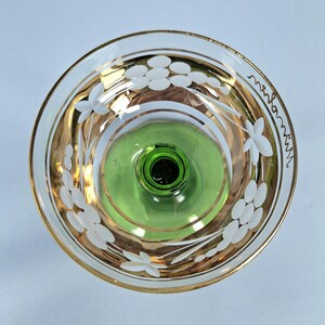 Vintage E & A Böckling Dessert Glasses Set of 2 Green Stem Gold Lustre Floral Coupe Cups image 6