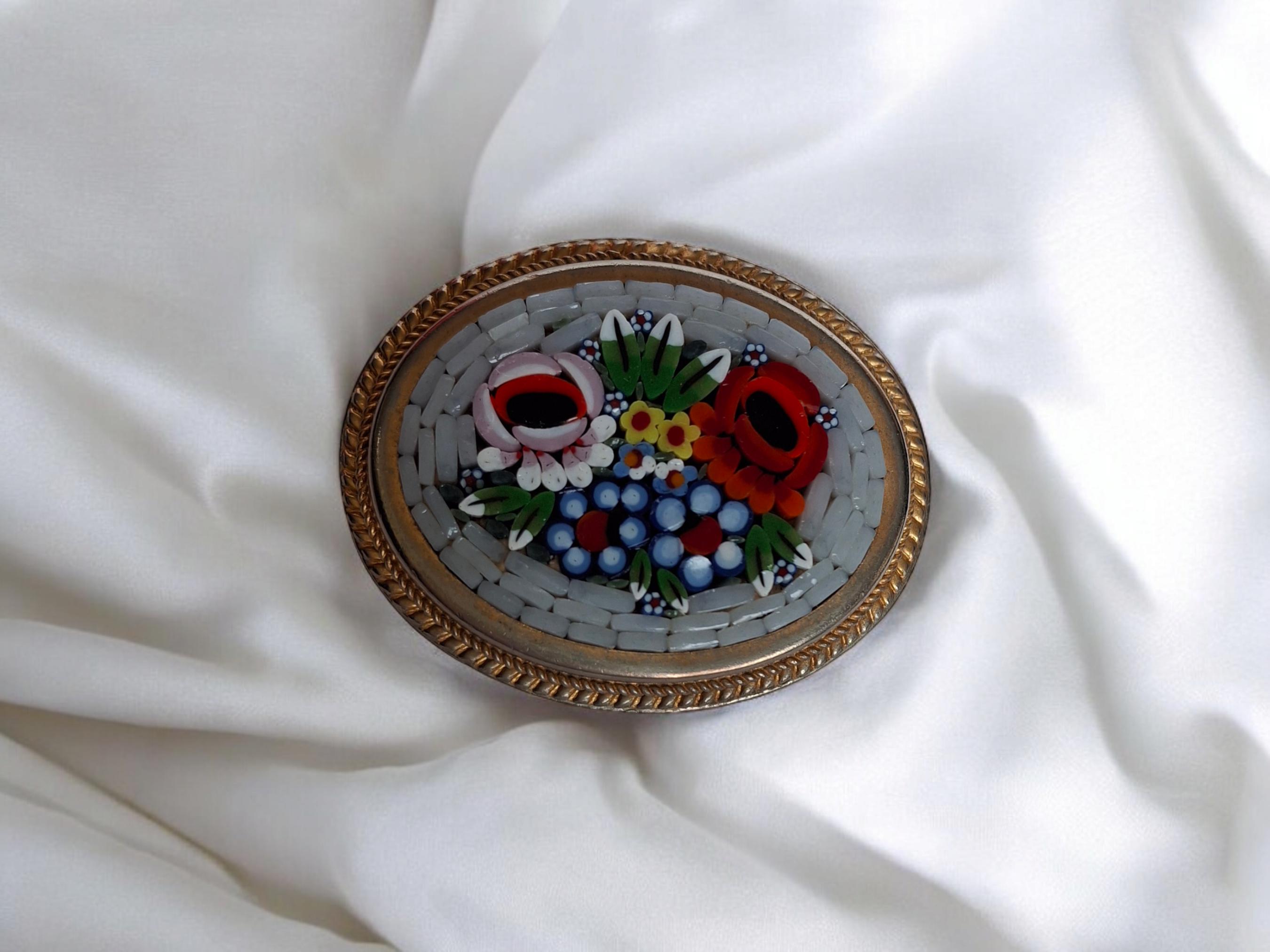 Vintage Brooches: Italy Micro Mosaic, Cloisonne Enamel, Bee, Cameo — image 2