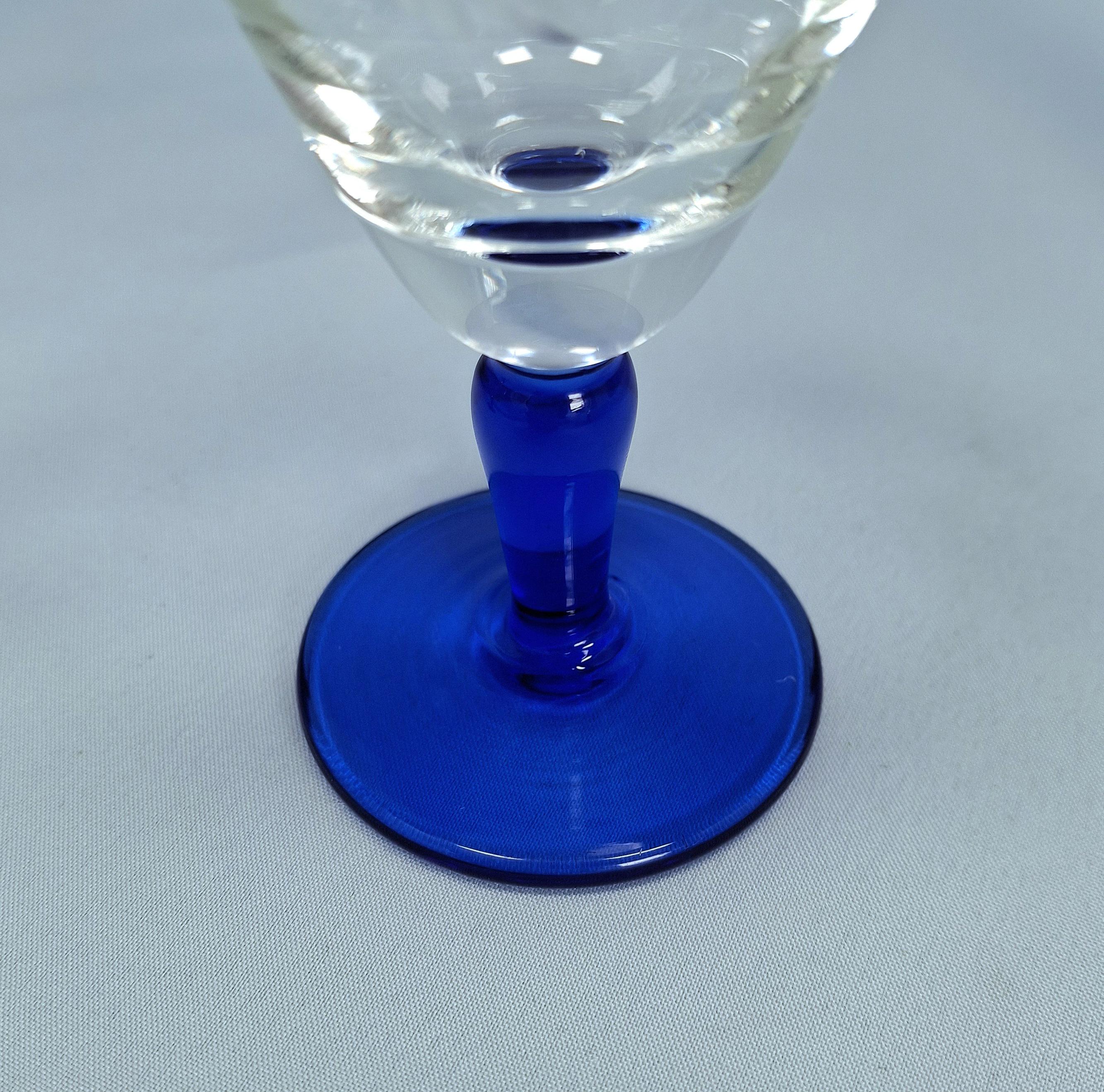Vintage Etched Cordial Glass, Colored Stem Liqueur Glass, Roemer Style (Set of 3) — image 6