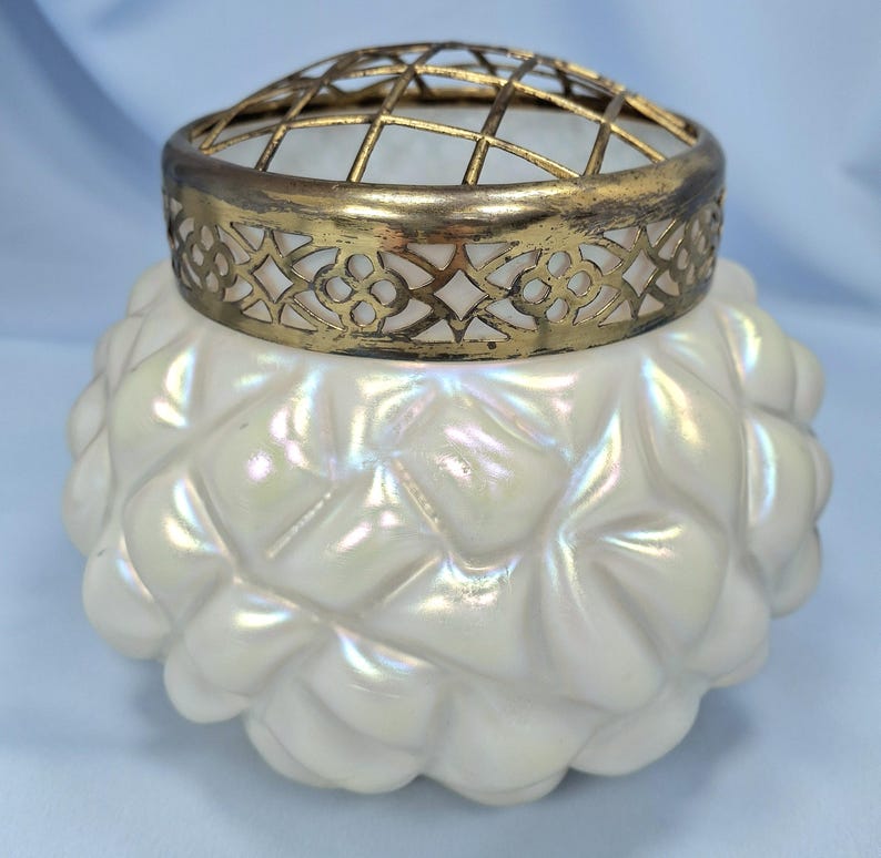 Sällsynt stor rosenkål, Kralik Boho Art glasvas och blomgroda, cirka 1900. Antik bild 2