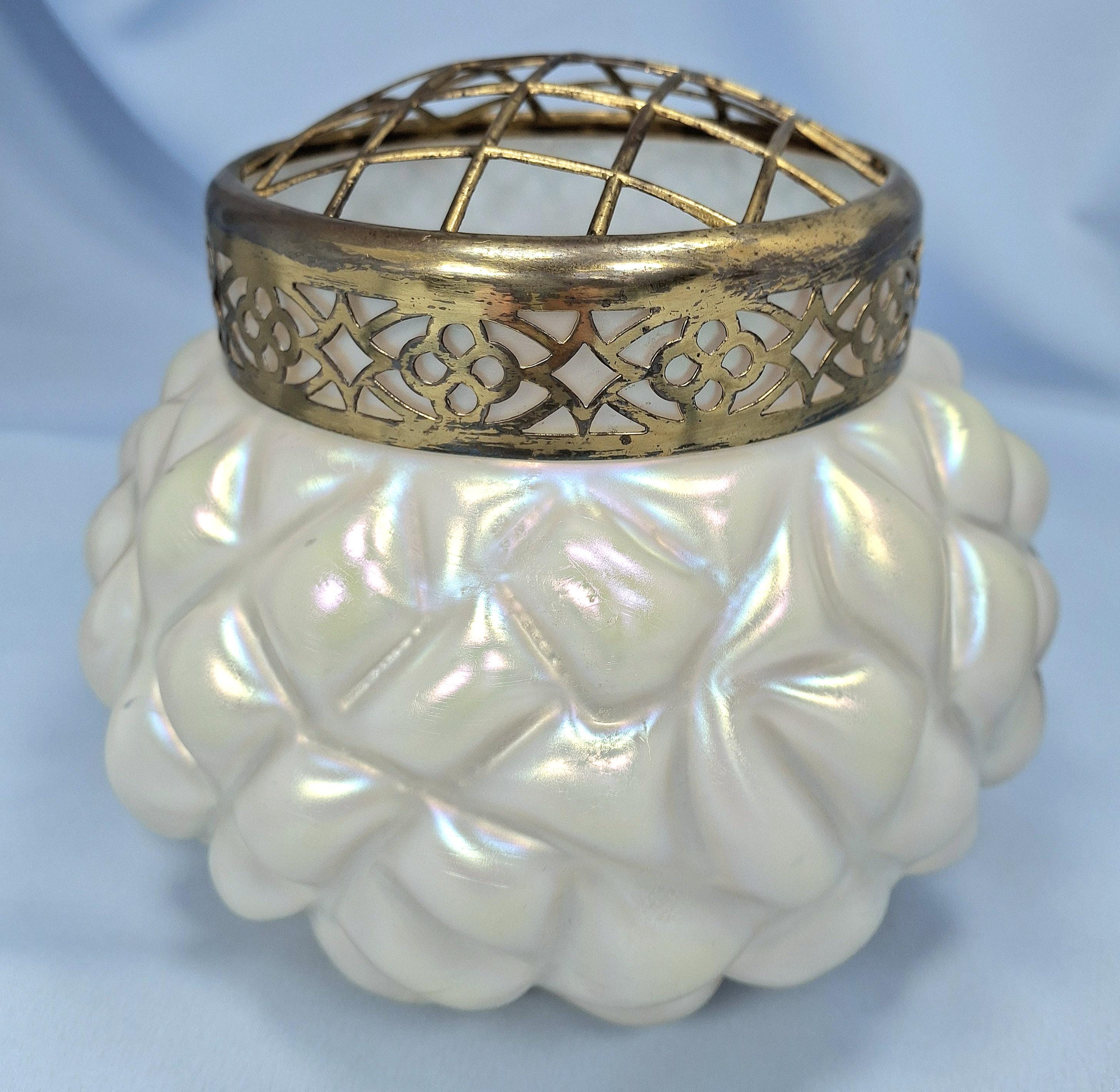 Rare Big Rose Bowl, Kralik Bohemian Art Glass Vase & Flower Frog, circa 1900. Antique — image 2