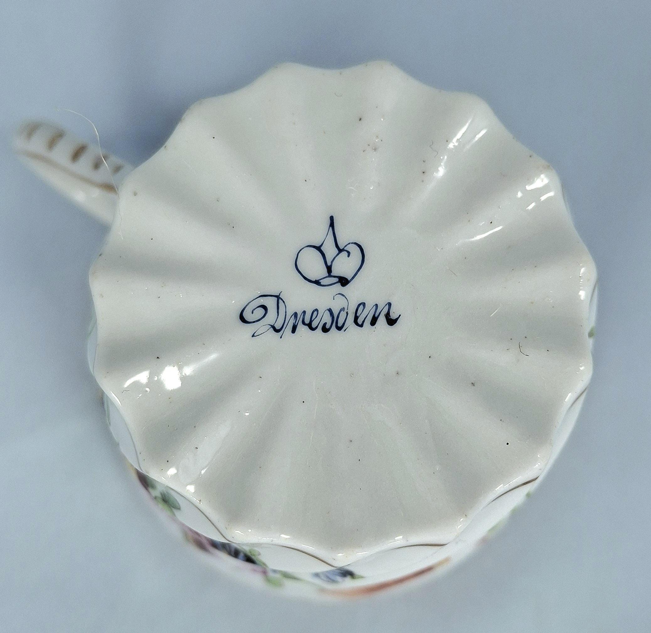 Antique Dresden Porcelain Cup and Saucer: Handpainted Floral Sprays — image 7