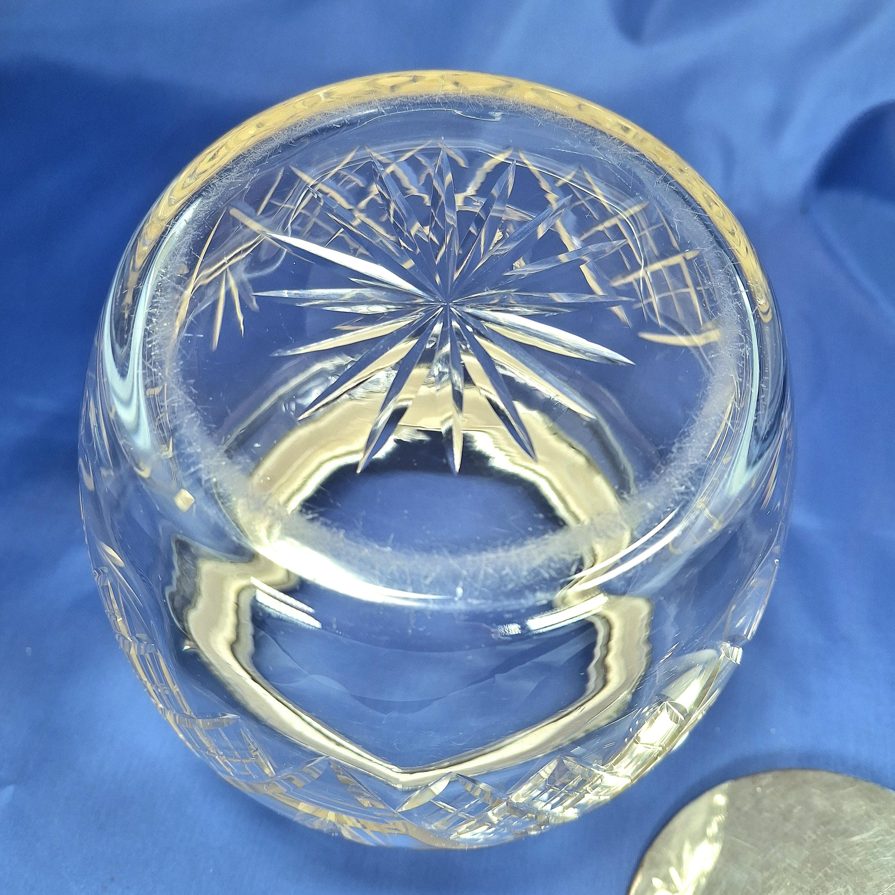 アンティークカットガラスビスケットバレル：銀メッキ蓋、英国製