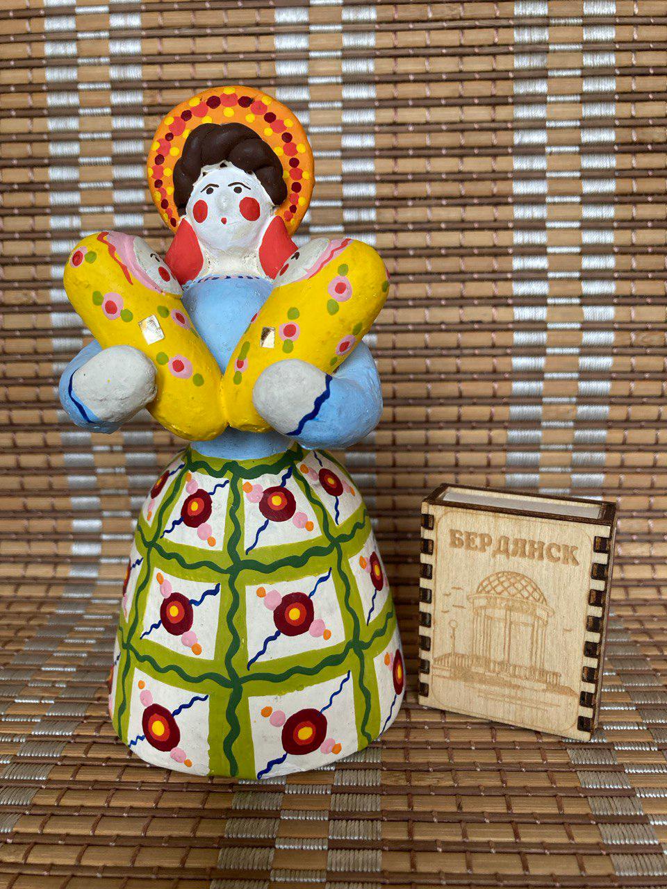 Hand Painted Dymkovo Clay Figurine – Nursemaid with Two Infants