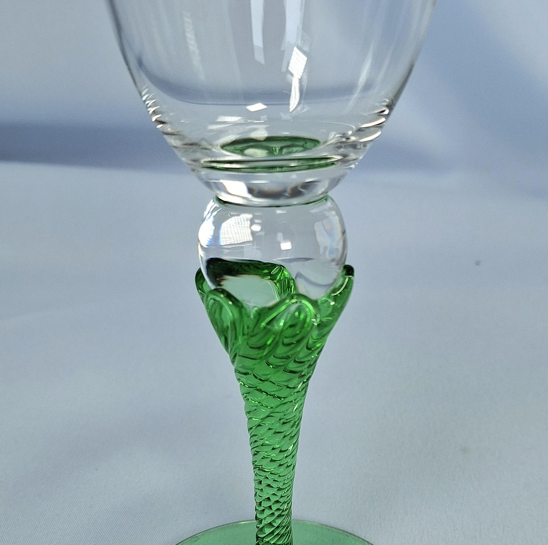 Vintage Dessert Wine Glasses: Green, Mint and Amber Stems — image 8