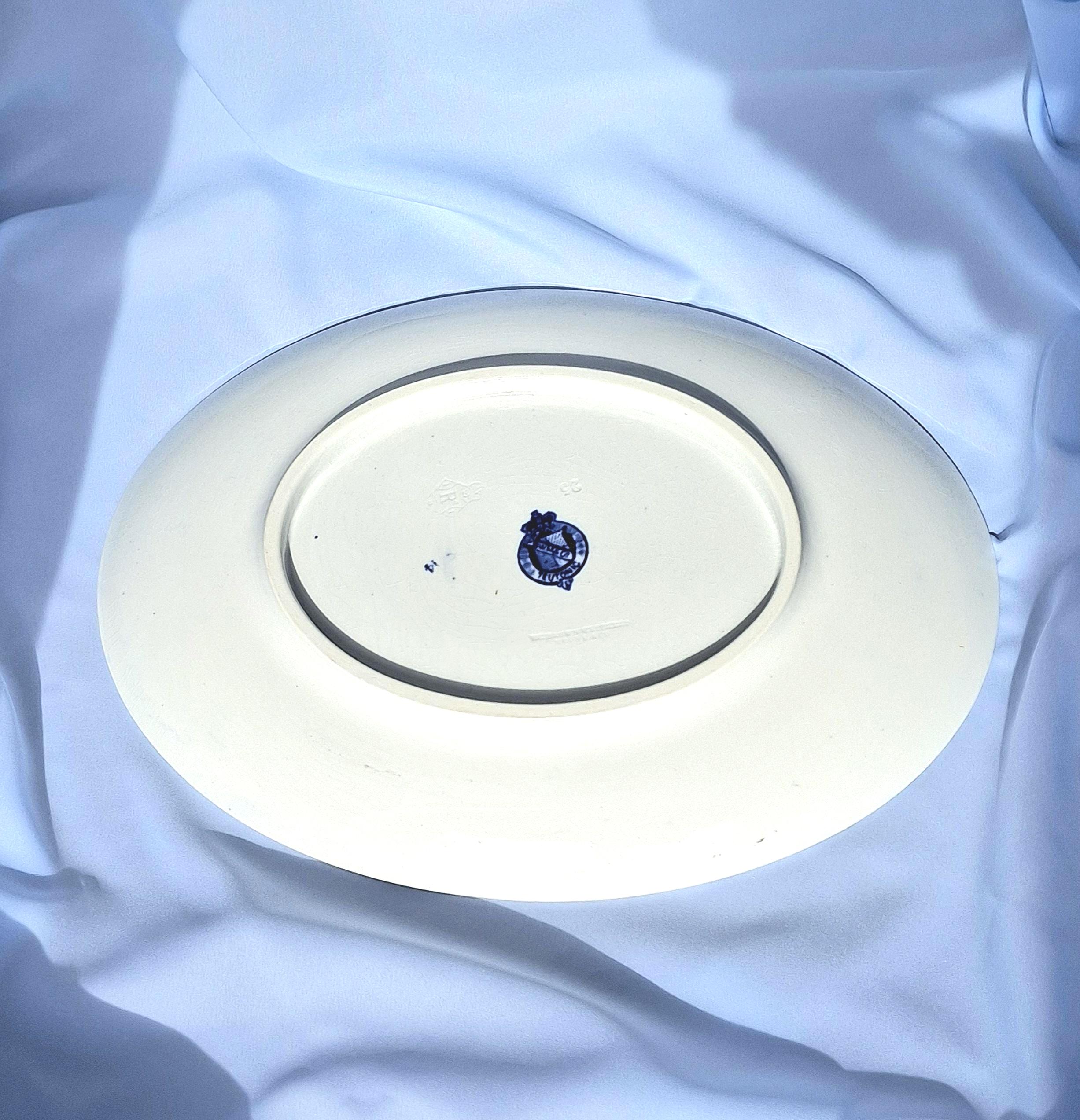 Antique Flow Blue Transferware Platter: Brown Westhead Moore 'Teutonic' Pattern — image 7