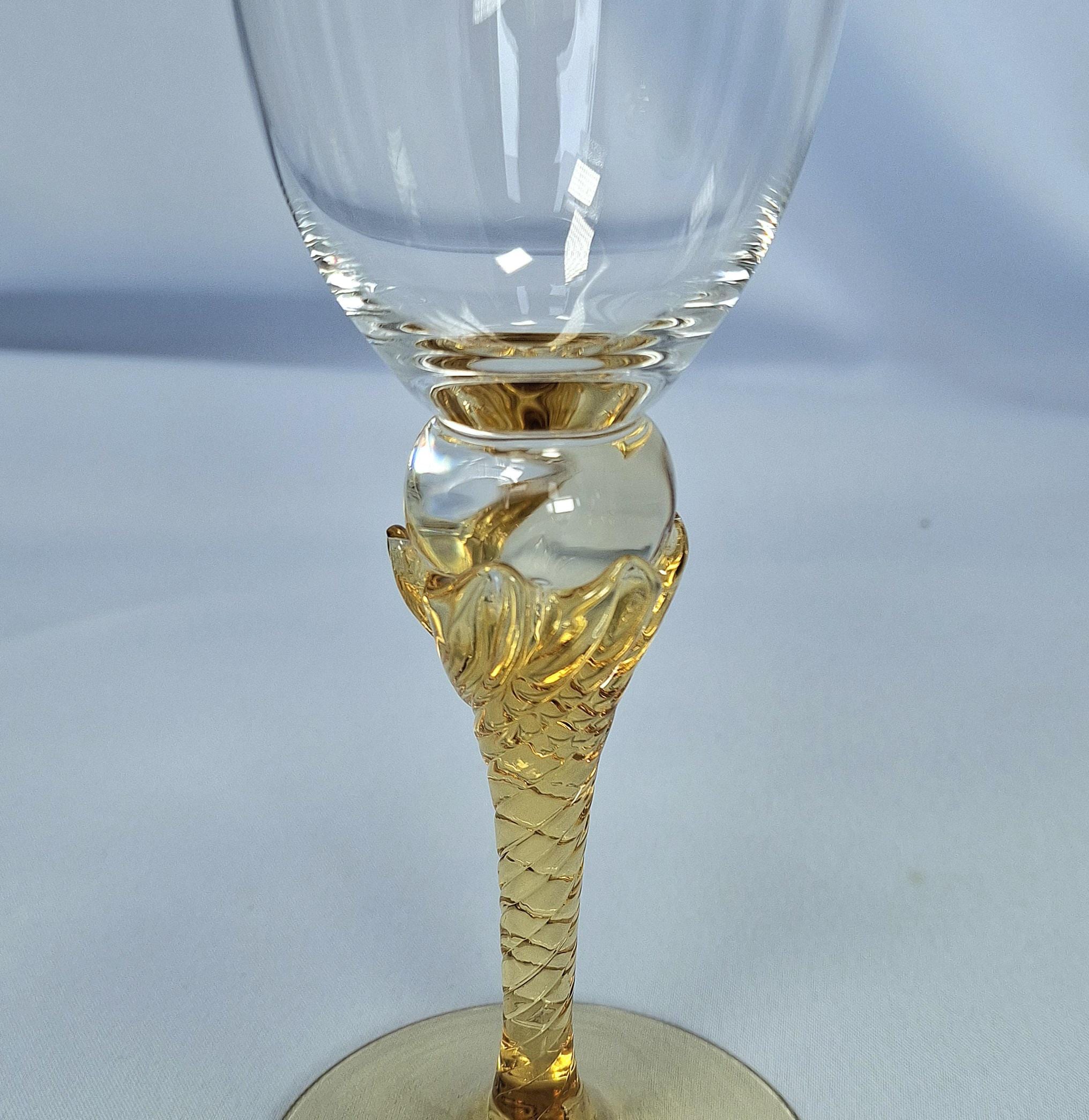 Vintage Dessert Wine Glasses: Green, Mint and Amber Stems — image 4