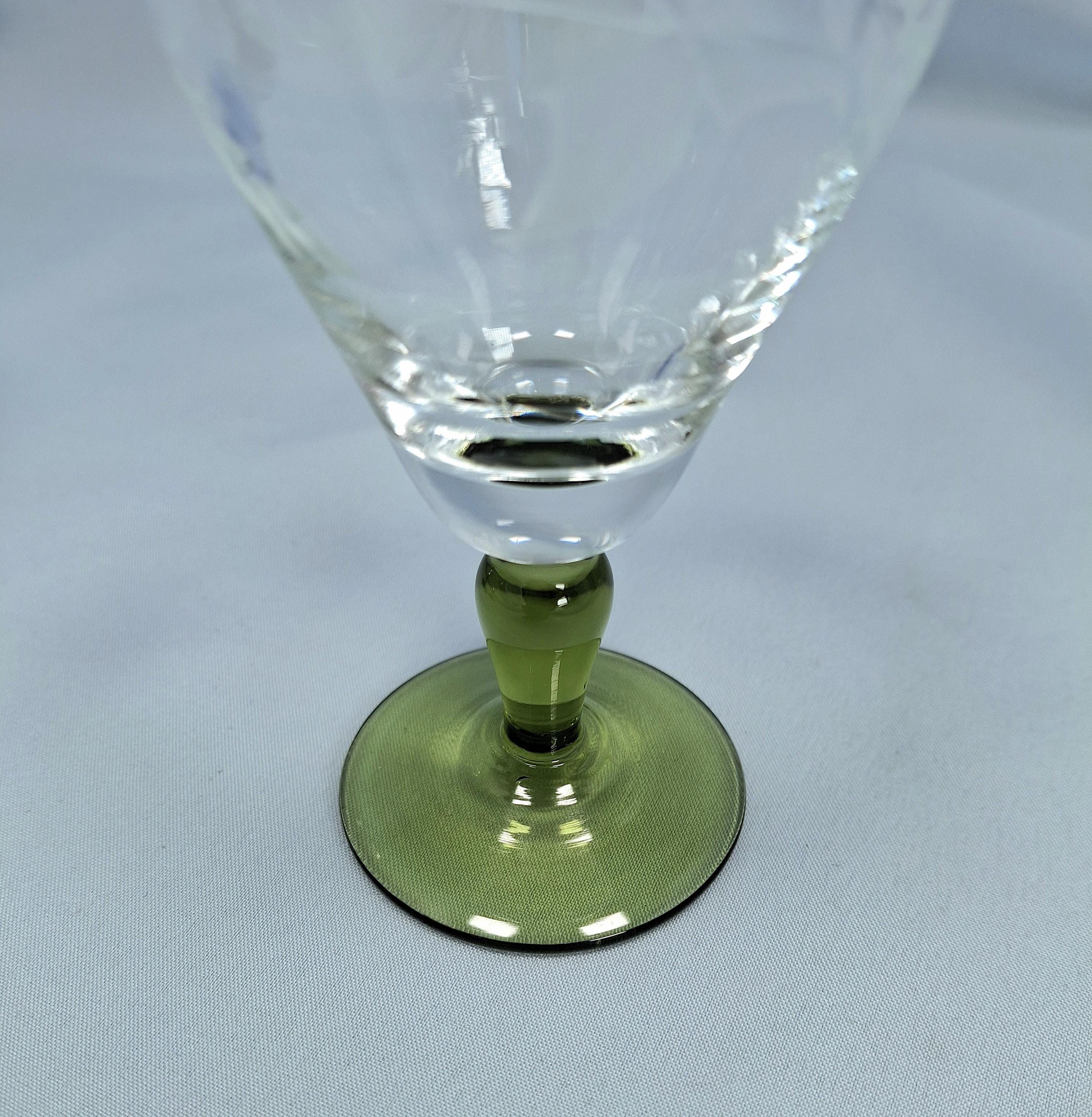 Vintage Etched Cordial Glass, Colored Stem Liqueur Glass, Roemer Style (Set of 3) — image 8