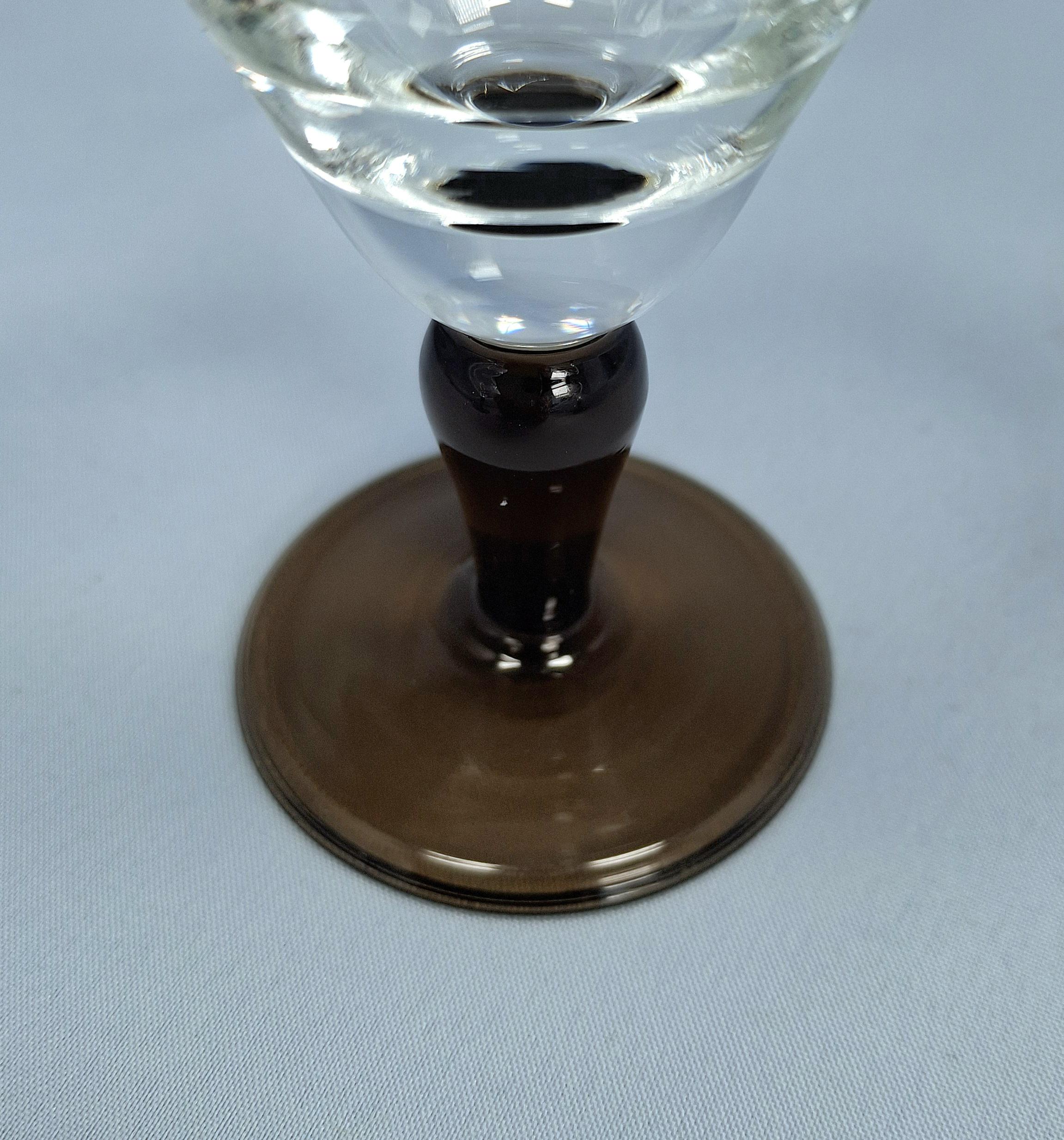 Vintage Etched Cordial Glass, Colored Stem Liqueur Glass, Roemer Style (Set of 3) — image 7