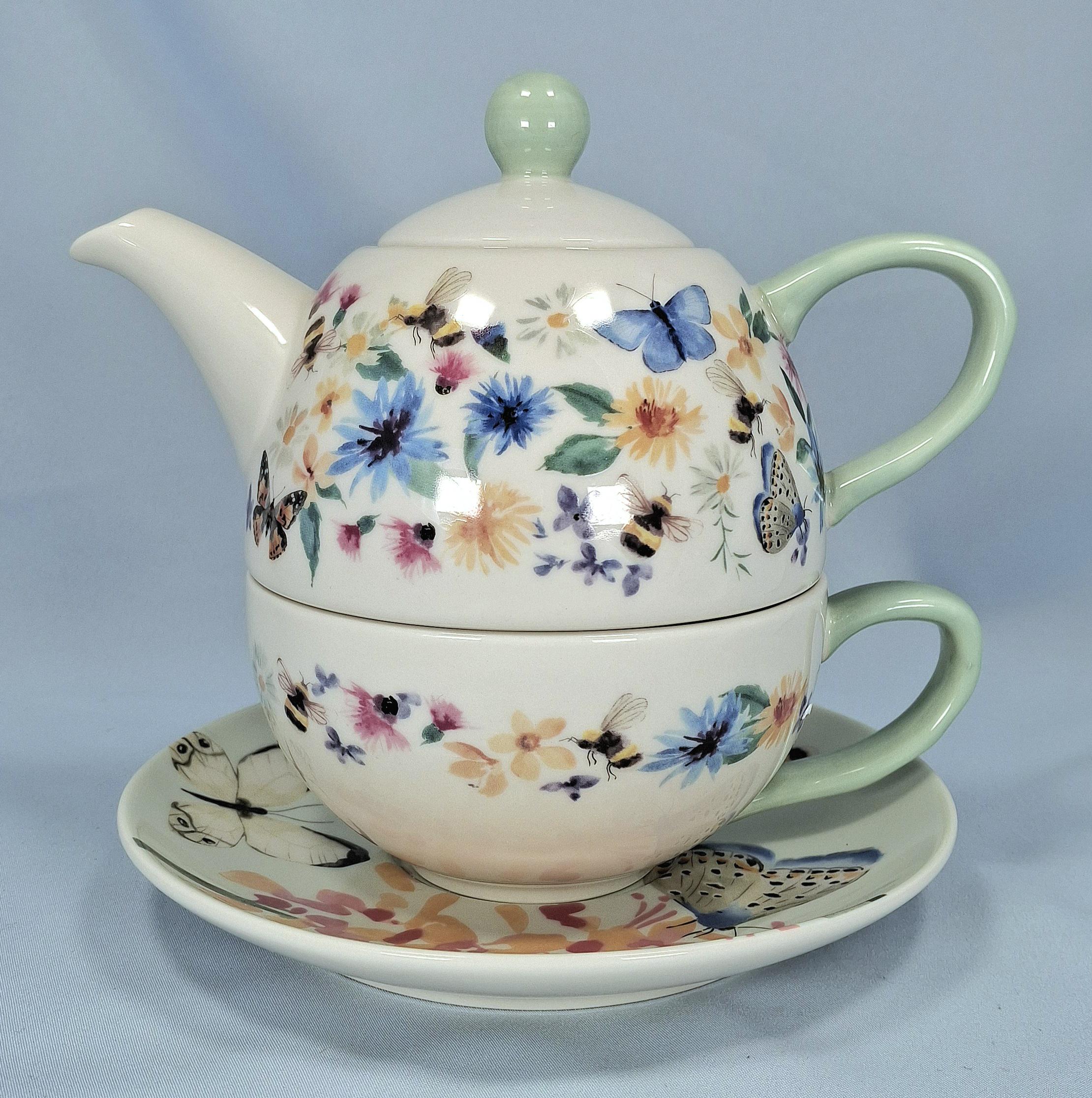 Porcelain Tea for One Set - Creative Tops - Floral Teapot — image 6