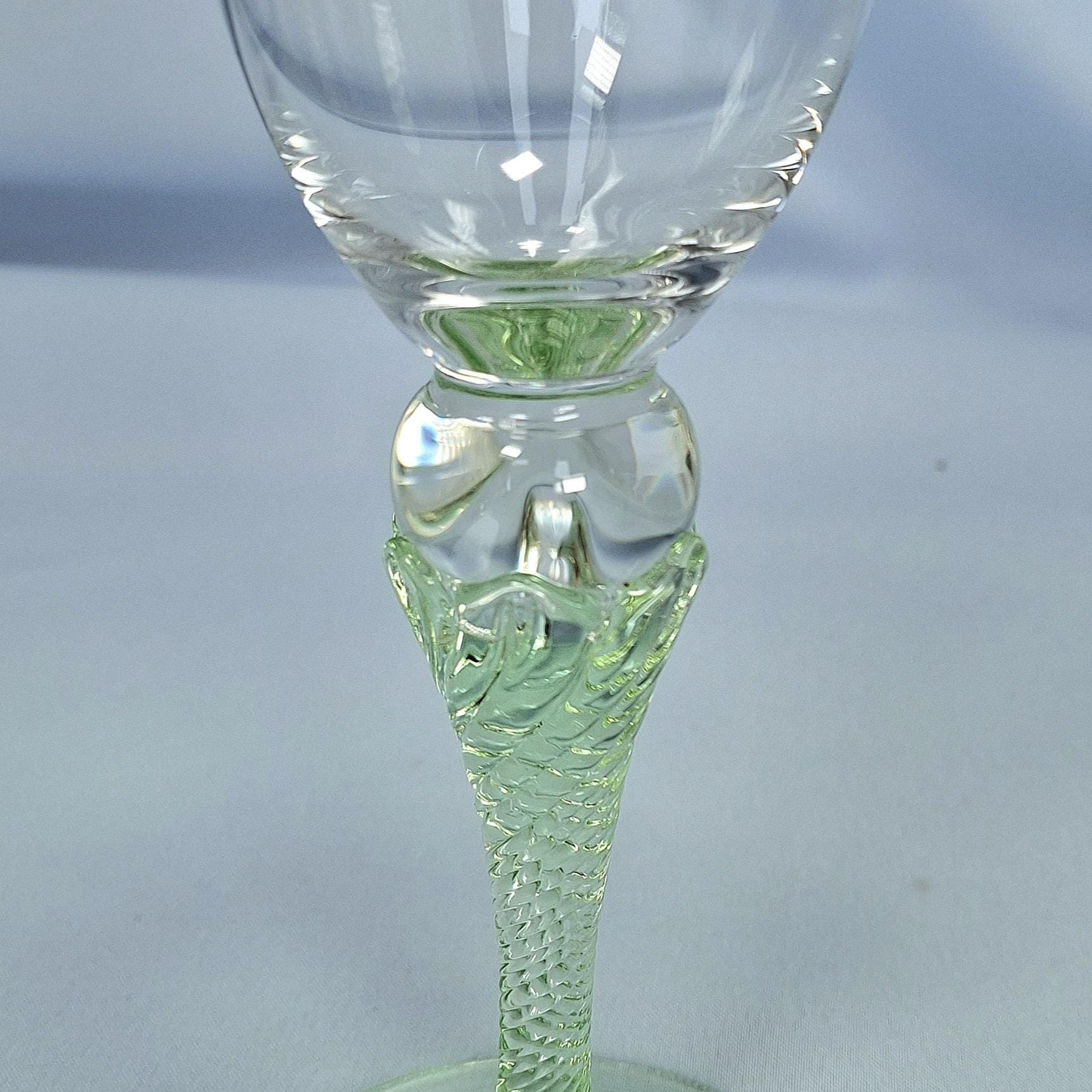 Vintage Dessert Wine Glasses: Green, Mint and Amber Stems — image 6