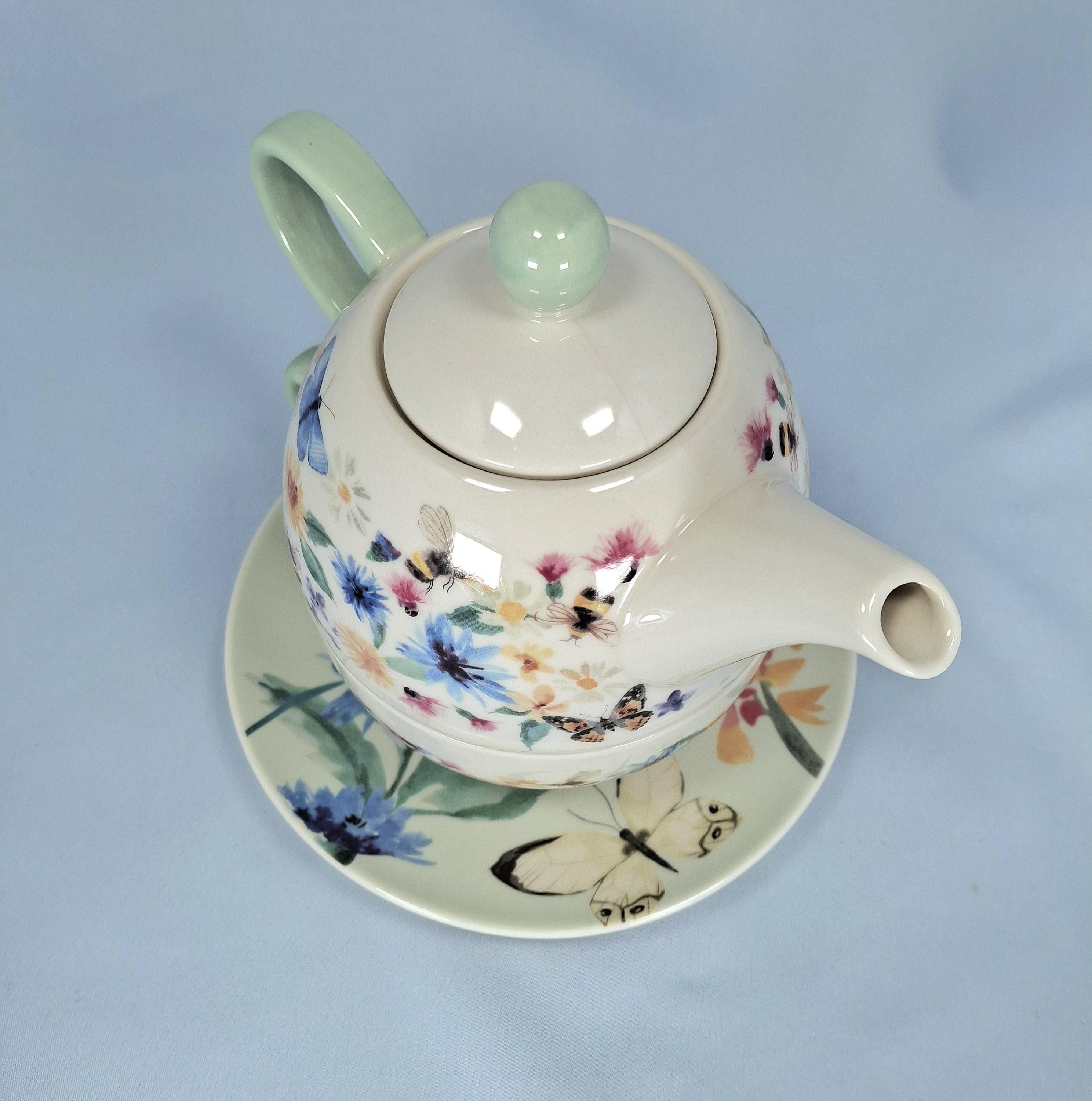 Porcelain Tea for One Set - Creative Tops - Floral Teapot — image 8