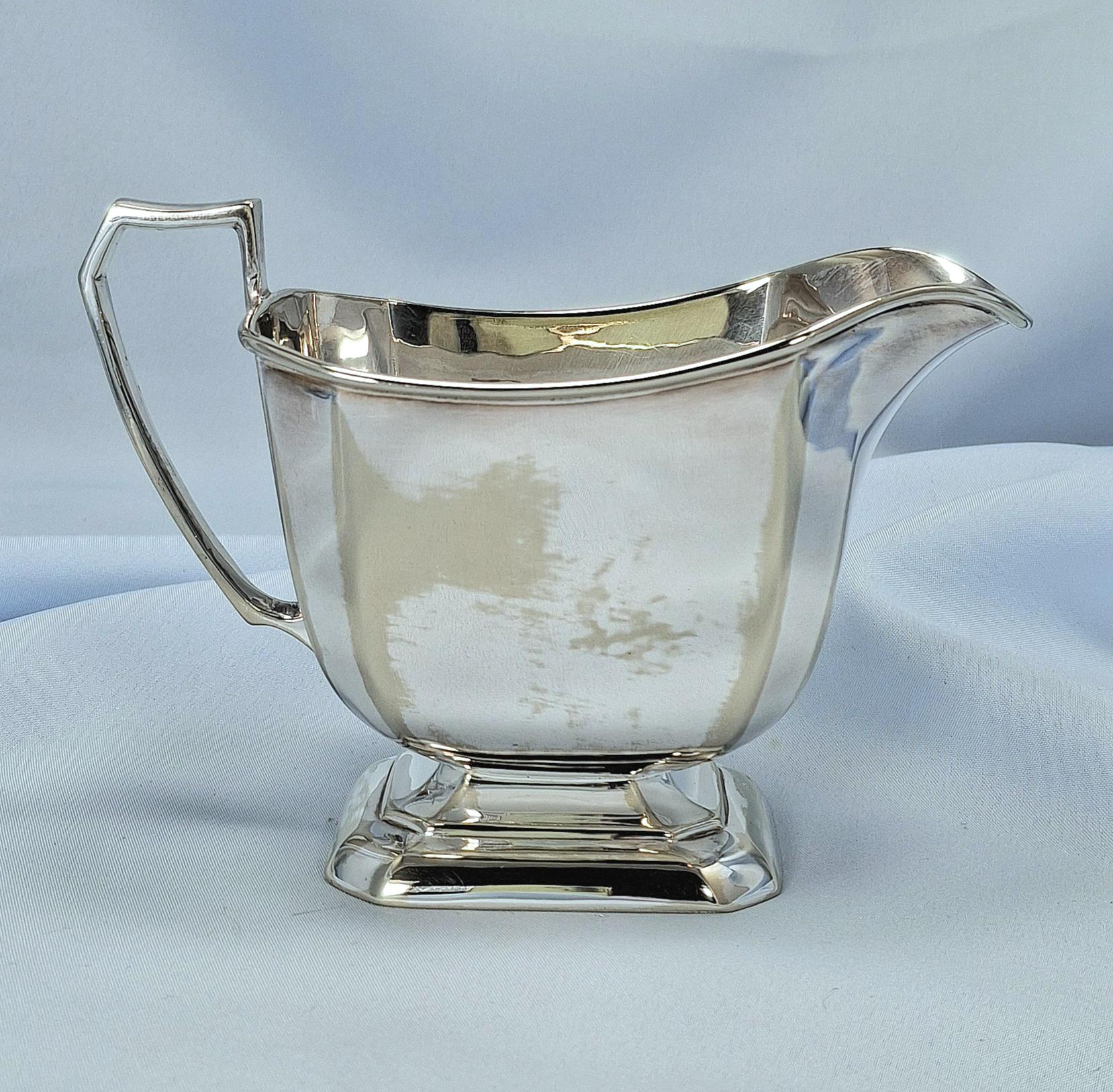 Vintage Set: Silver Plated Teapot, Sugar Bowl and Creamer / Milk Jug, Antique gift — image 10