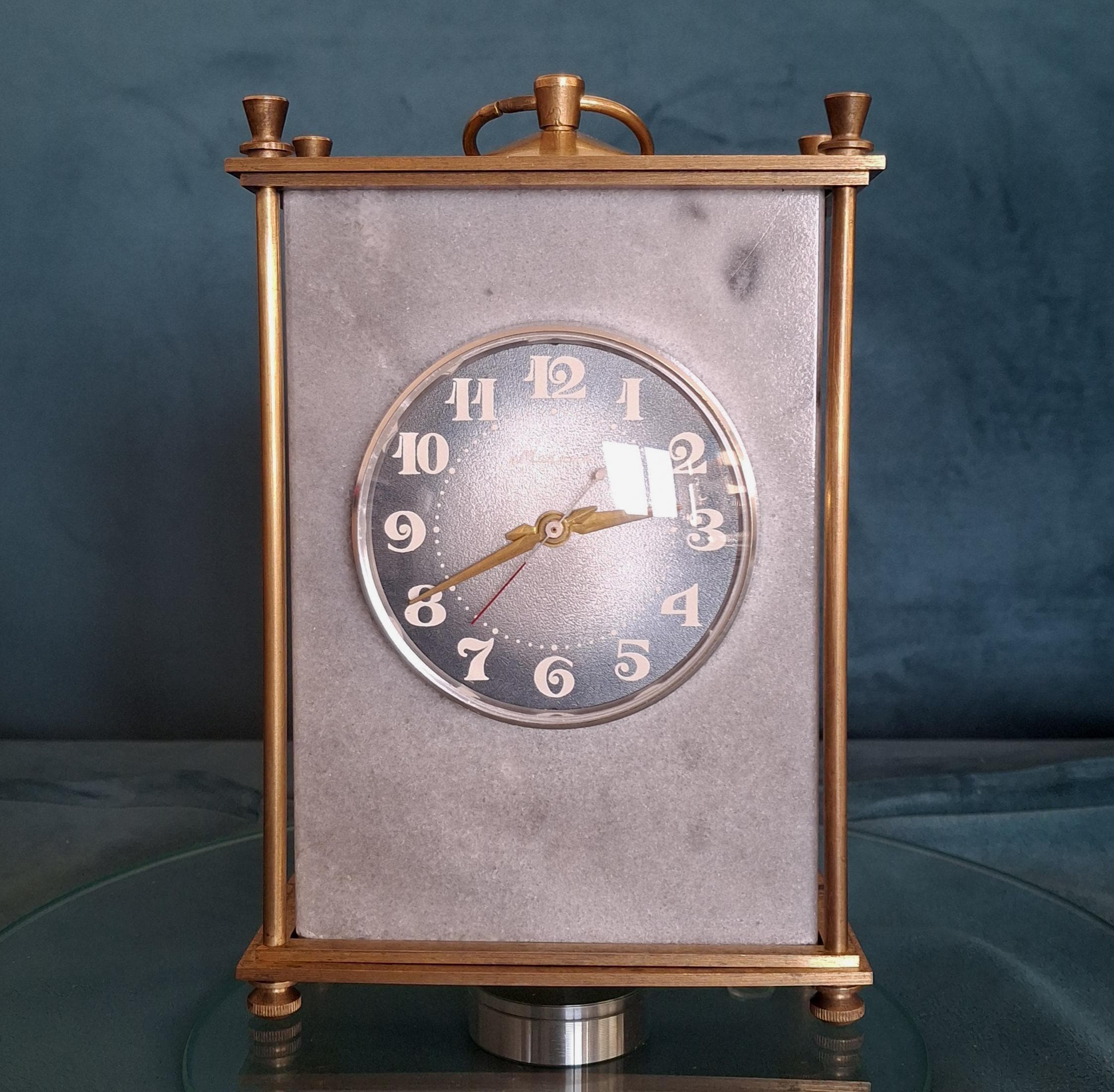 Vintage Molnija Mantel Clock: Brass & Marble Desk Decor, USSR 1970s — image 2