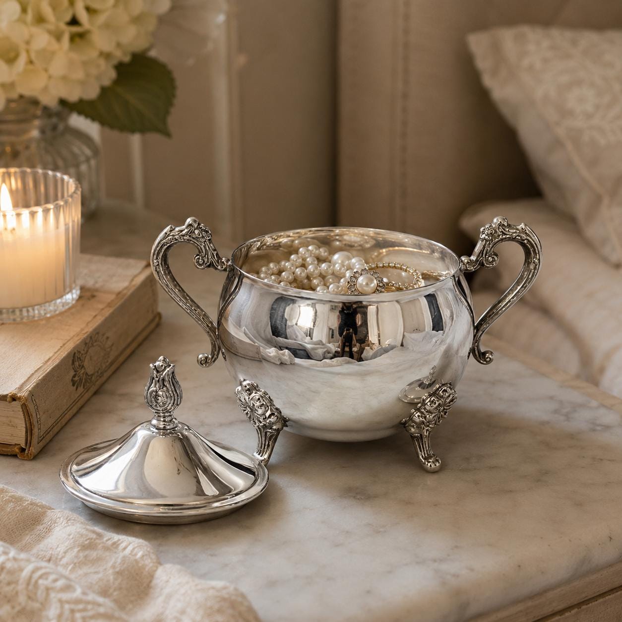 Antique Set Silver Plated Sugar Bowl and Milk Jug , Decorative Piece — image 4