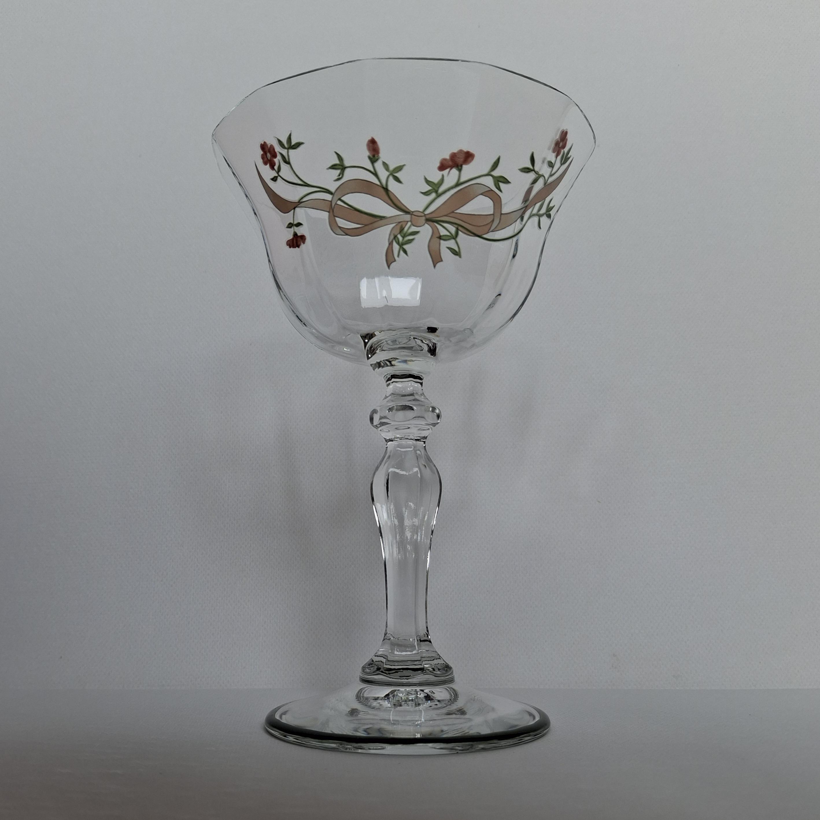 Eternal Beau Champagne Coupe Glasses: Johnson Brothers Pink Floral Design — image 2