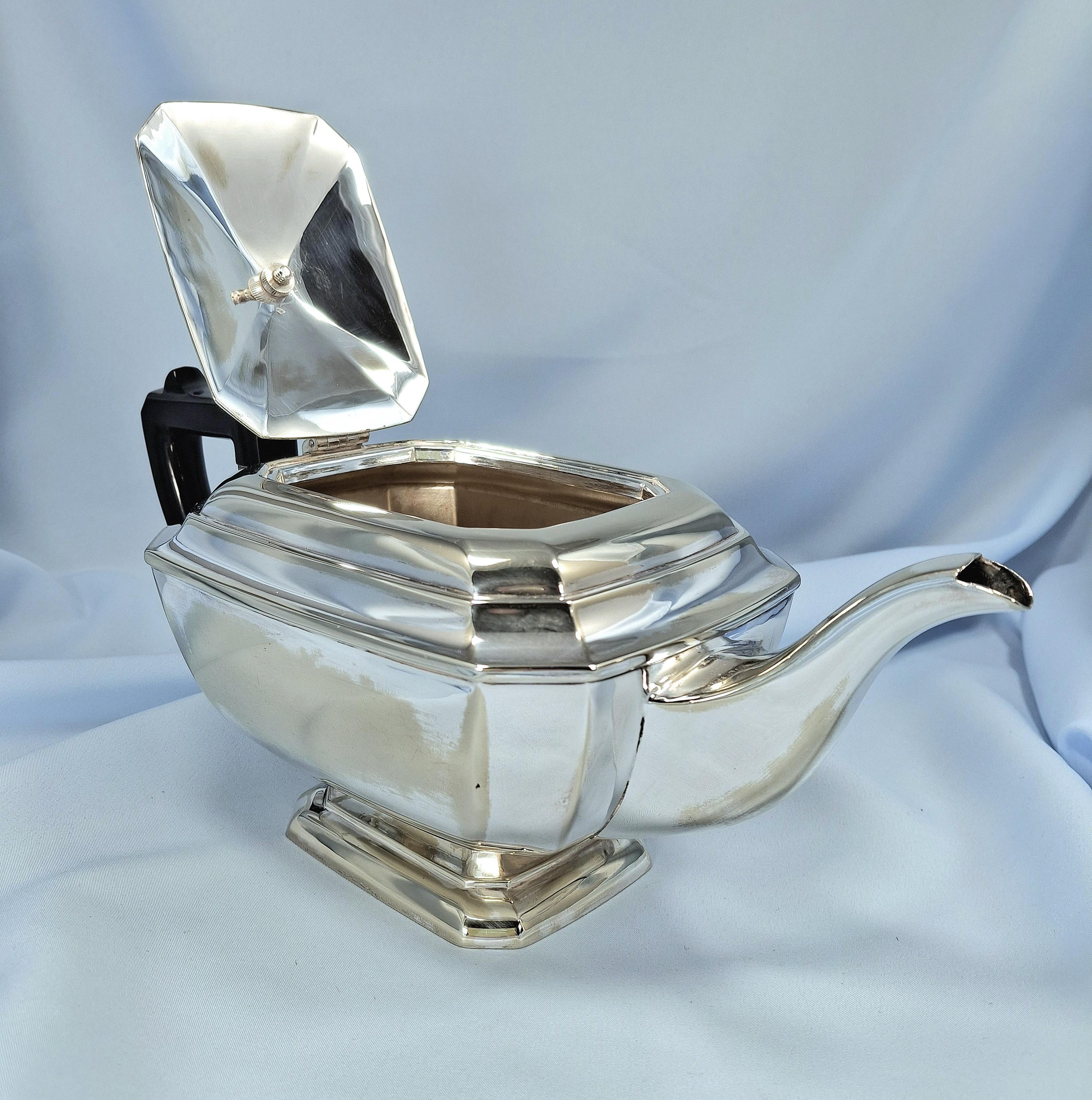 Vintage Set: Silver Plated Teapot, Sugar Bowl and Creamer / Milk Jug, Antique gift — image 3