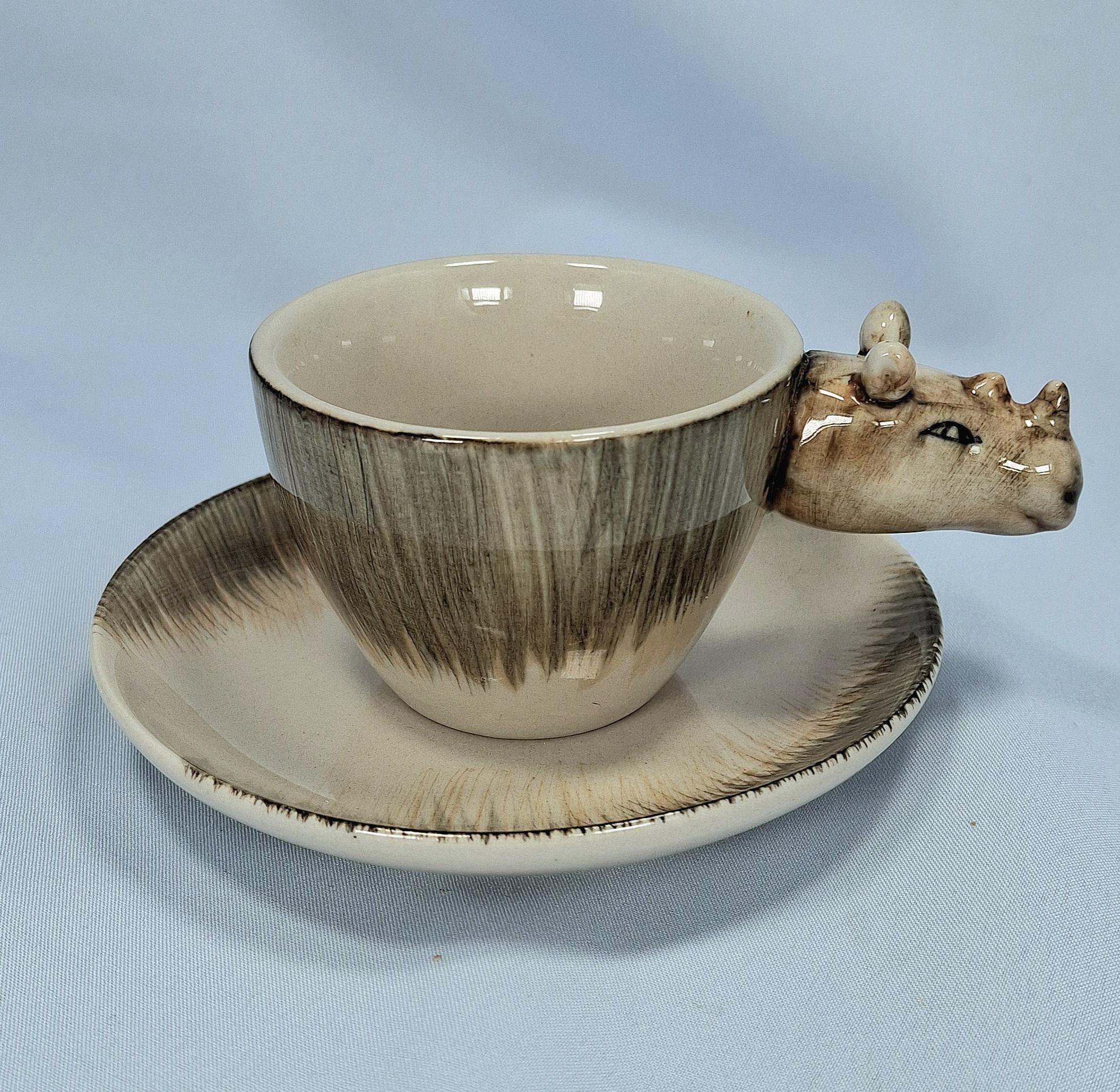 Vintage Expresso Coffee Cup and Saucer, Italy, Wildlife Safari- Zebra, Tiger, Rhino, Leopard, Giraffe — image 10