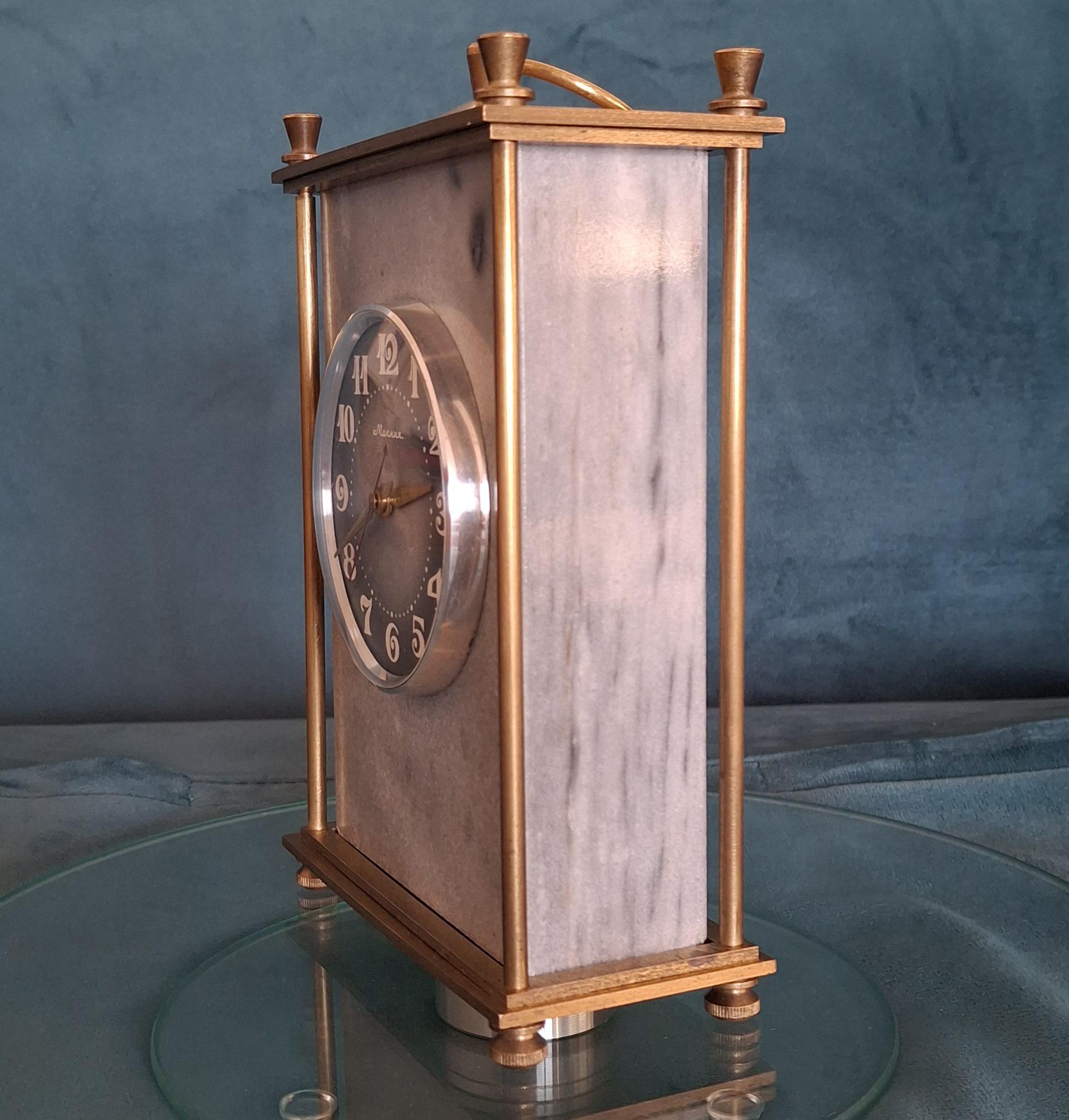 Vintage Molnija Mantel Clock: Brass & Marble Desk Decor, USSR 1970s — image 3