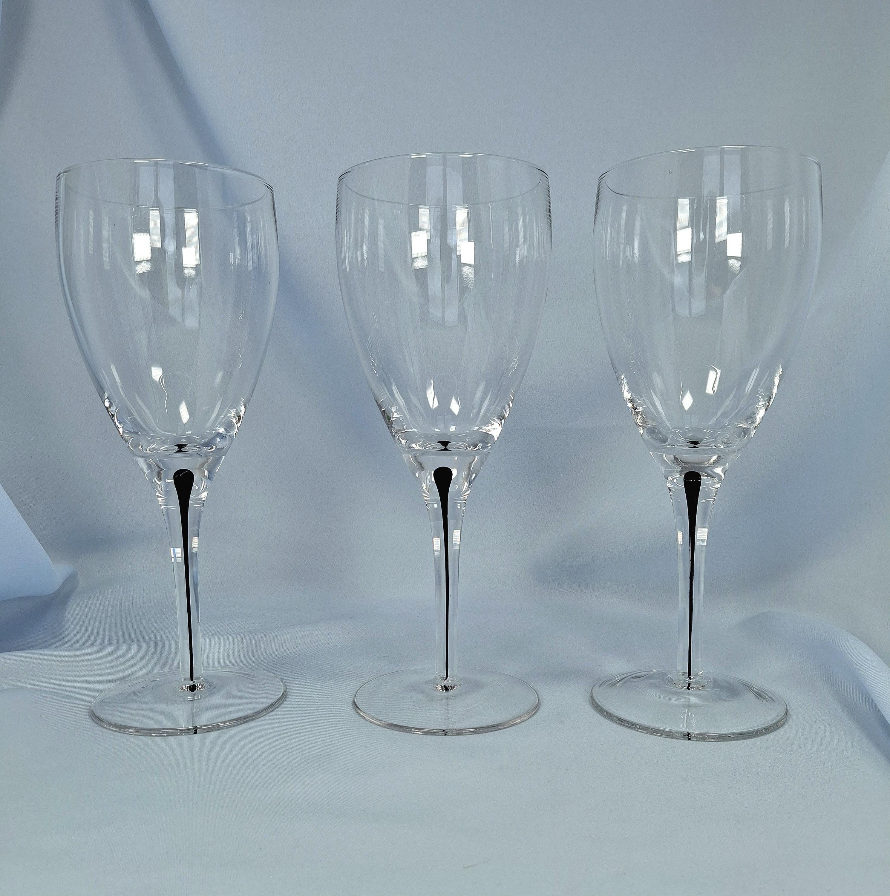 Orrefors Metropol Style Wine Glass, Clear Crystal Black Drop Stem, Scandinavian Modern Stemware — image 3
