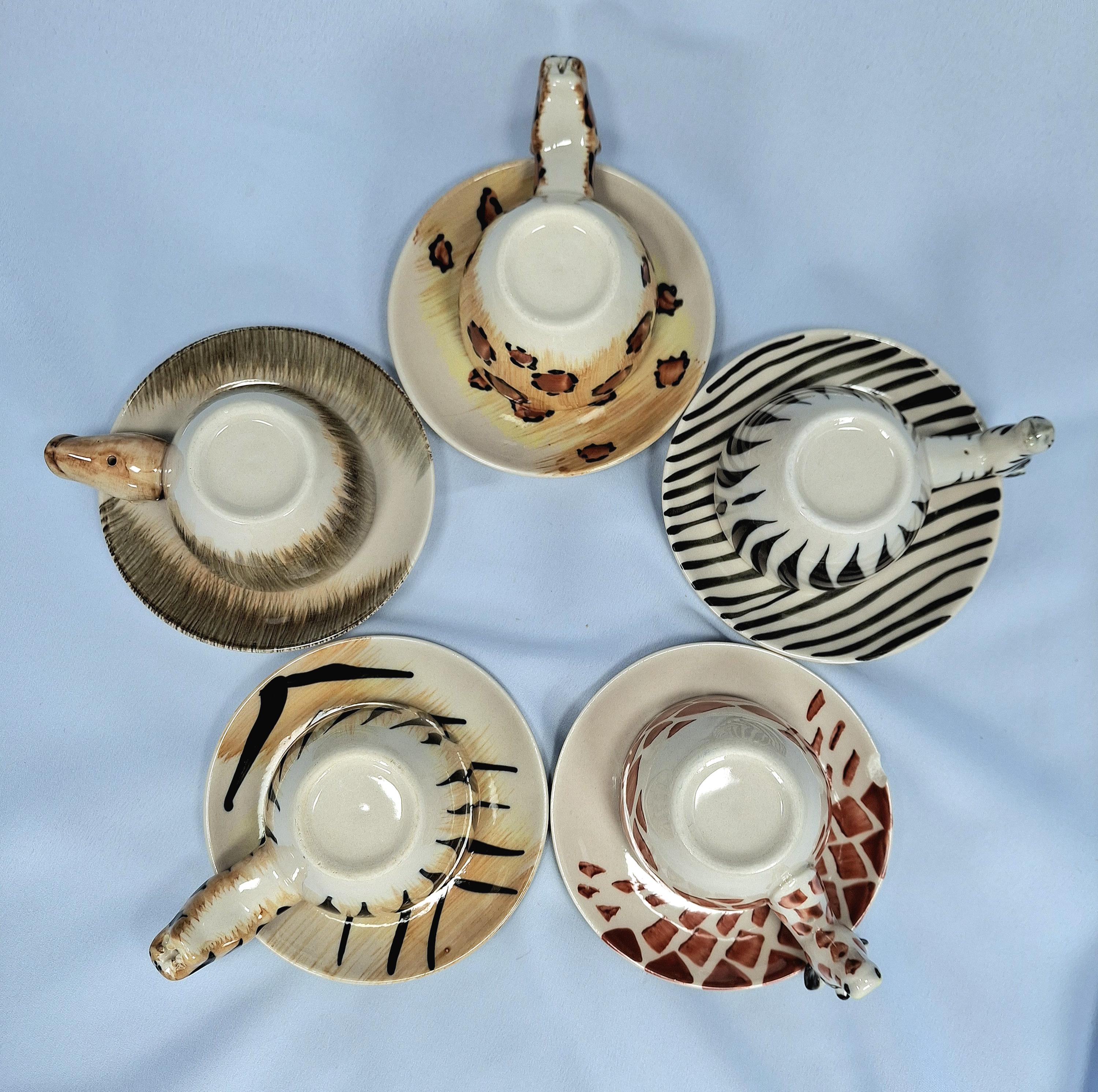 Vintage Expresso Coffee Cup and Saucer, Italy, Wildlife Safari- Zebra, Tiger, Rhino, Leopard, Giraffe — image 4