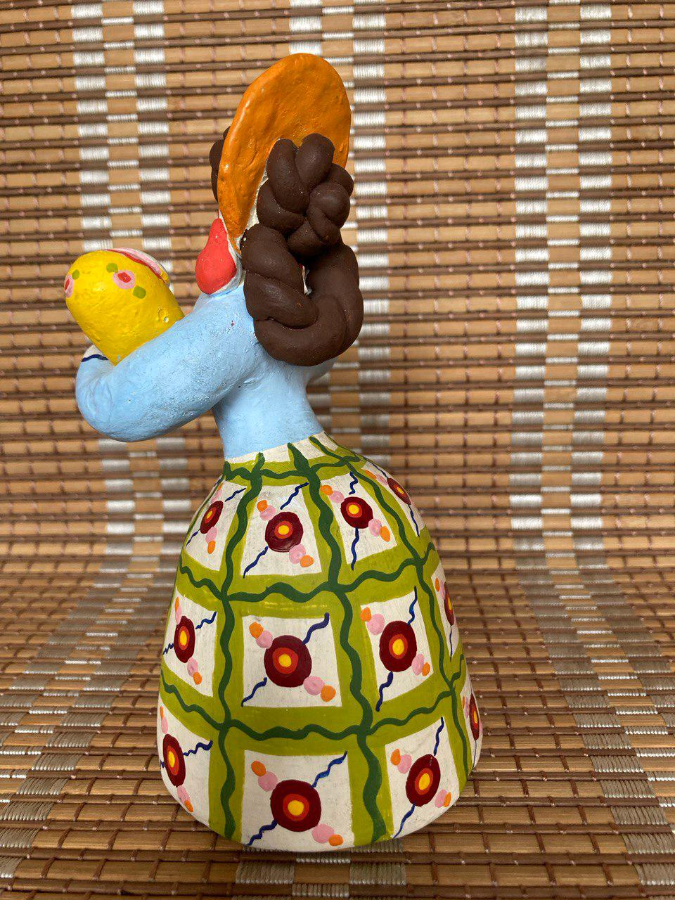 Hand Painted Dymkovo Clay Figurine – Nursemaid with Two Infants — image 7