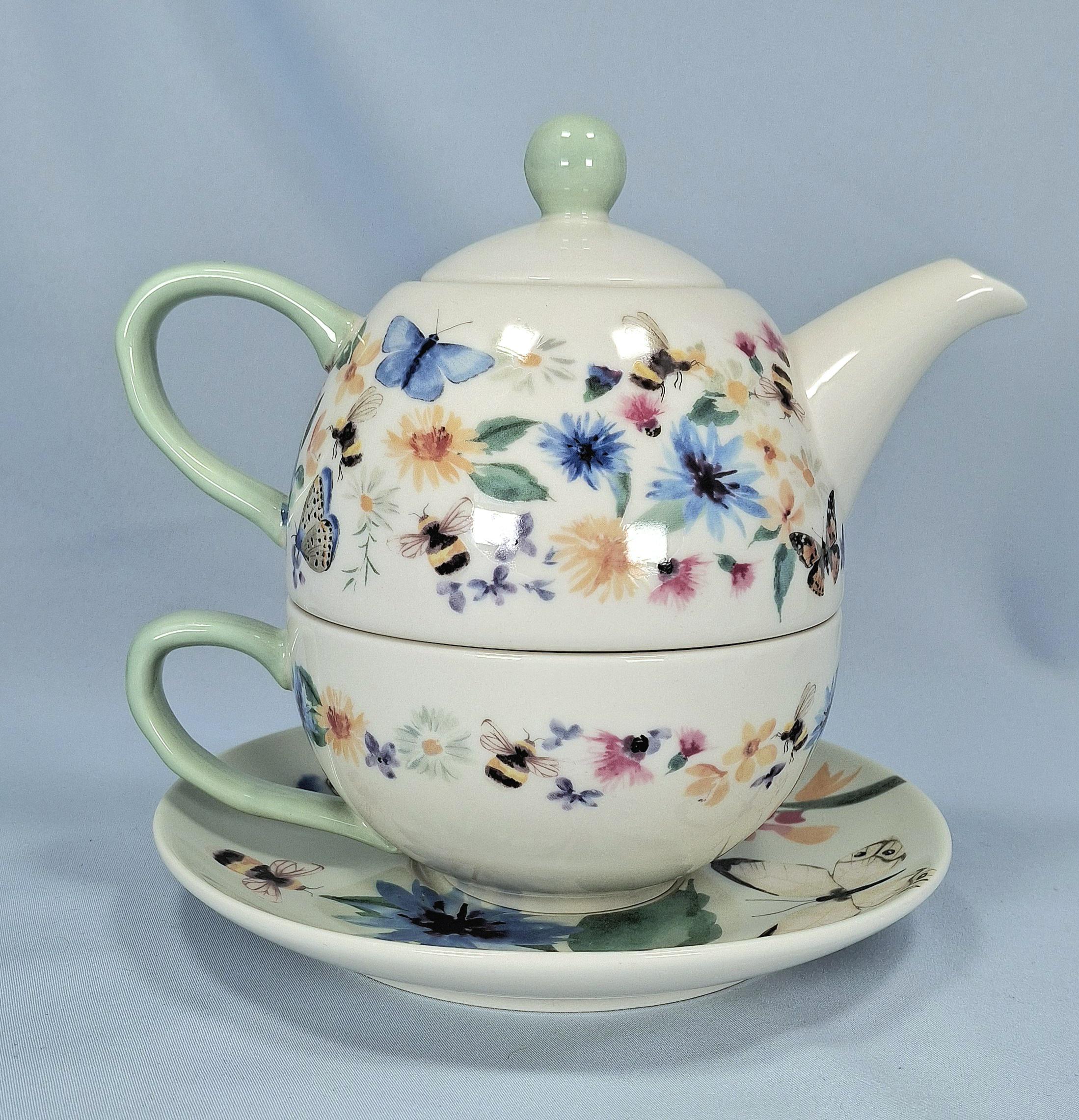 Porcelain Tea for One Set - Creative Tops - Floral Teapot — image 7