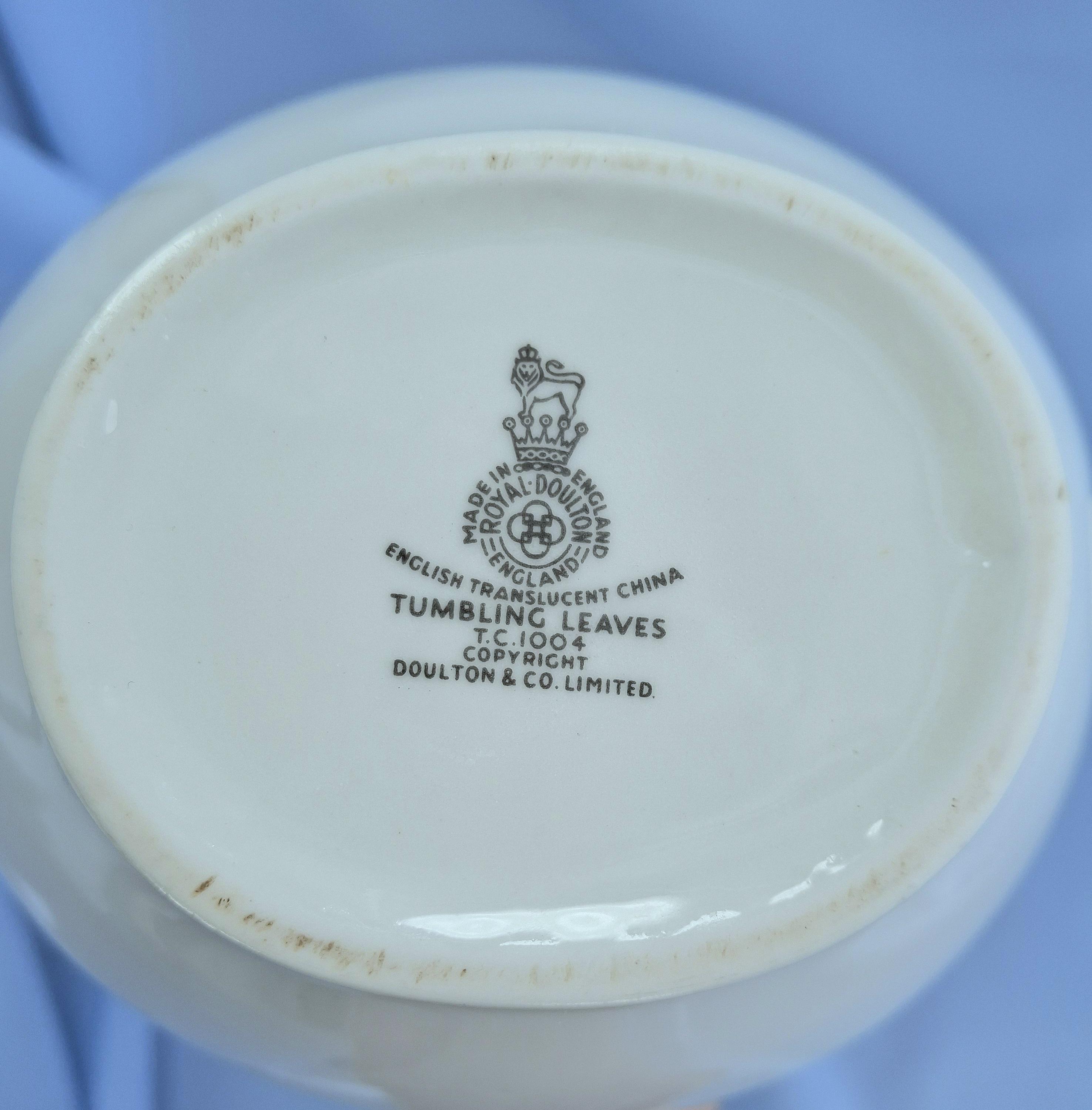 Vintage Royal Doulton Tumbling Leaves Coffee set, Bone China, England. 19 Pieces — image 5