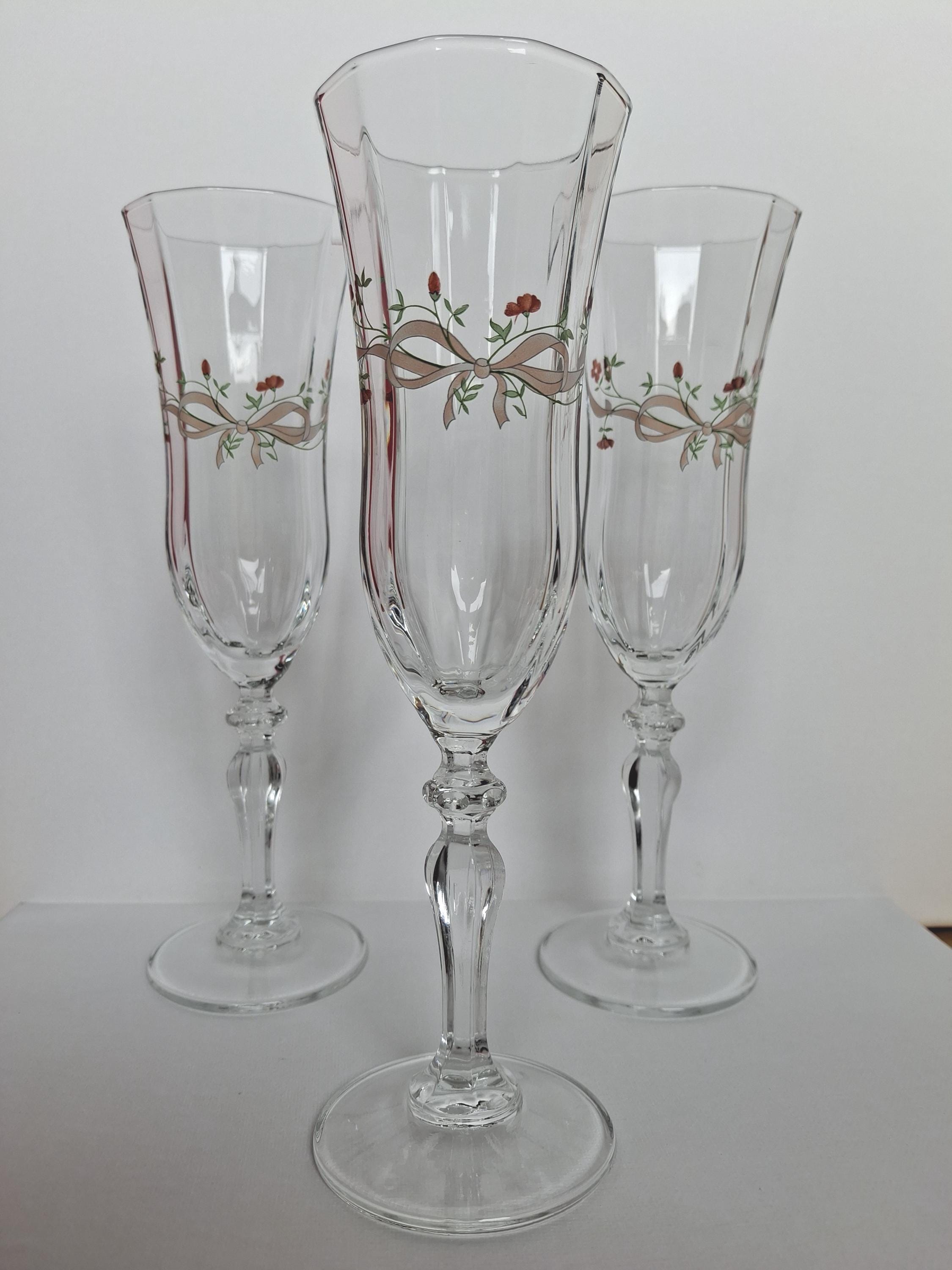 Eternal Beau Champagne Coupe Glasses: Johnson Brothers Pink Floral Design — image 5