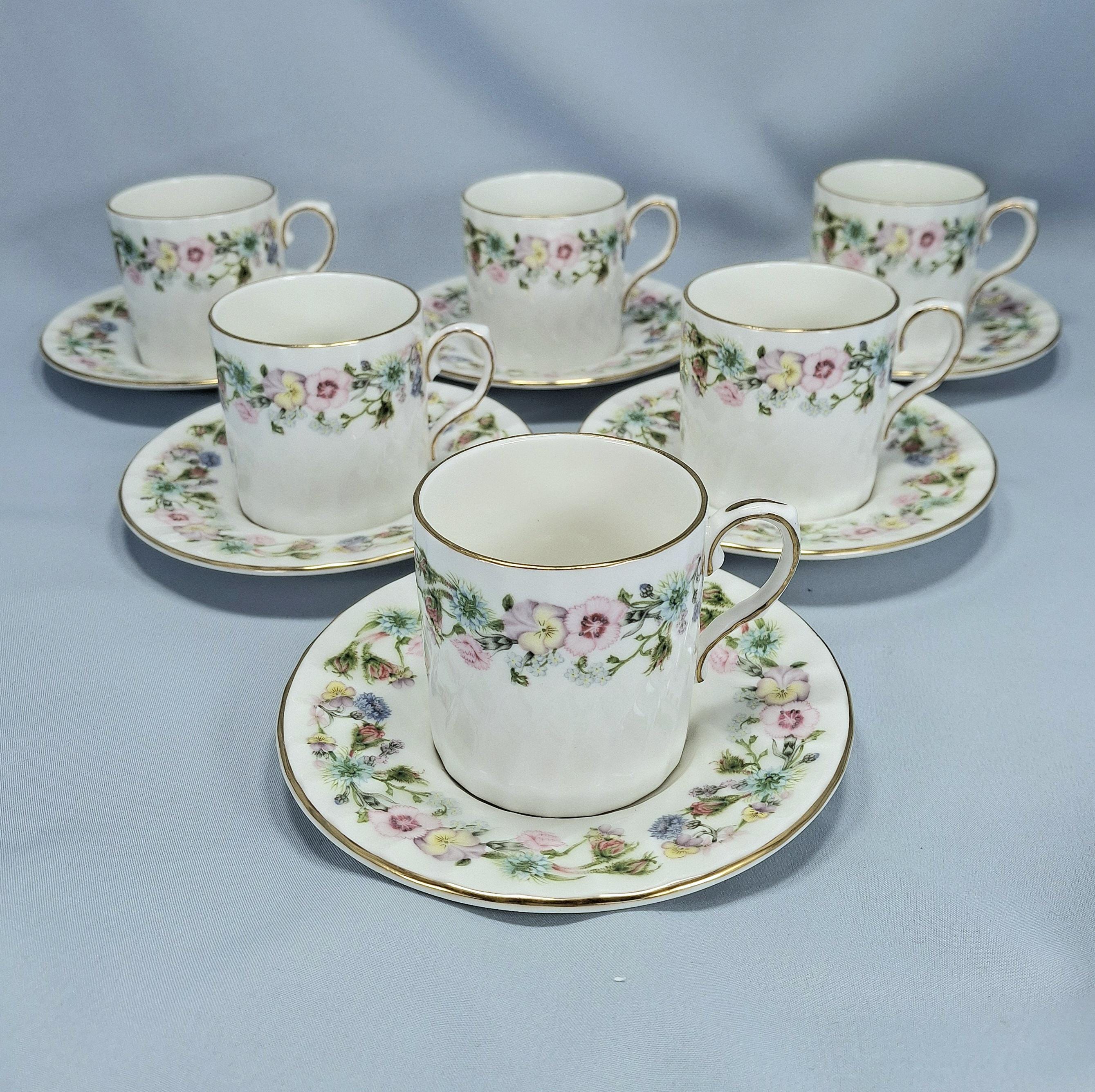 Aynsley Wild Tudor 6x Boxed Espresso Sized Coffee Cups & Saucers - Bone: Vintage Tea Set — image 2