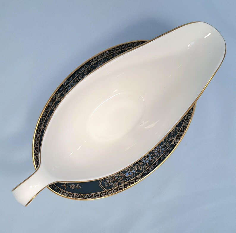 Royal Doulton Carlyle Sauciere mit Ständer, H5018, englisches Knochenporzellan Bild 7