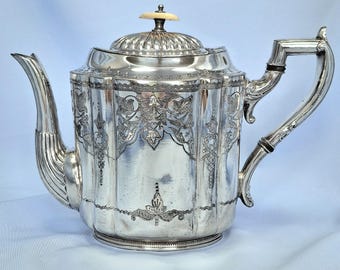 Antike versilberte Teekanne, Mark Willis & Son Sheffield 1915, Kaffeekanne