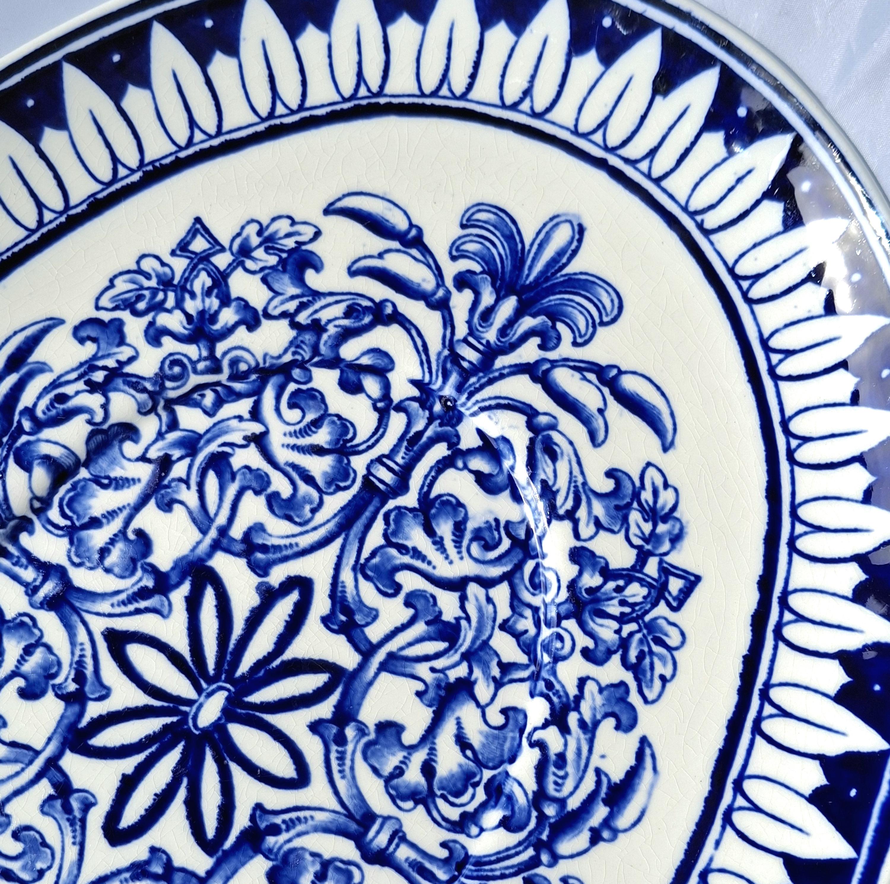 Antique Flow Blue Transferware Platter: Brown Westhead Moore 'Teutonic' Pattern — image 5