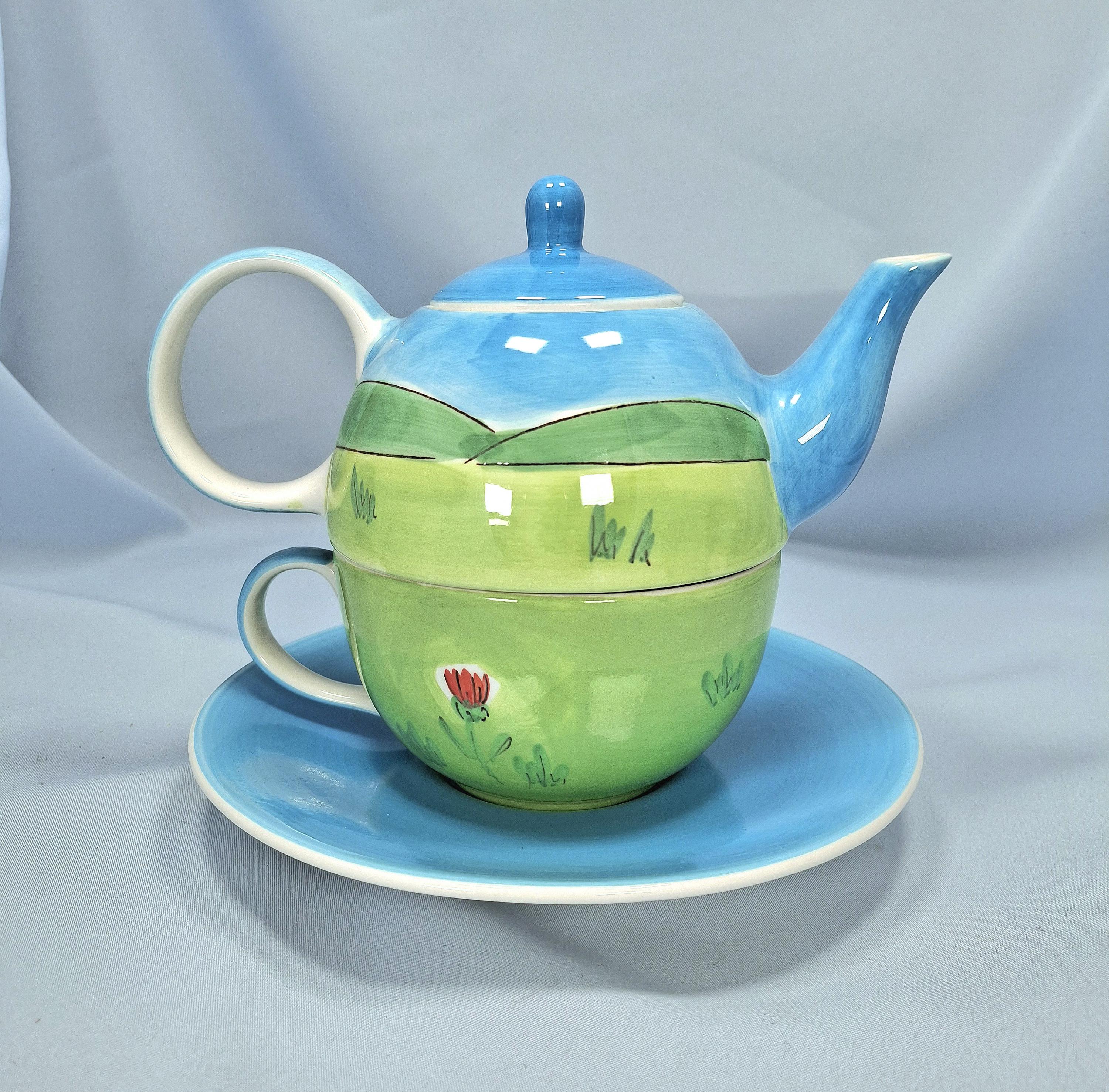 Porcelain Tea for One Set - Creative Tops - Floral Teapot — image 2