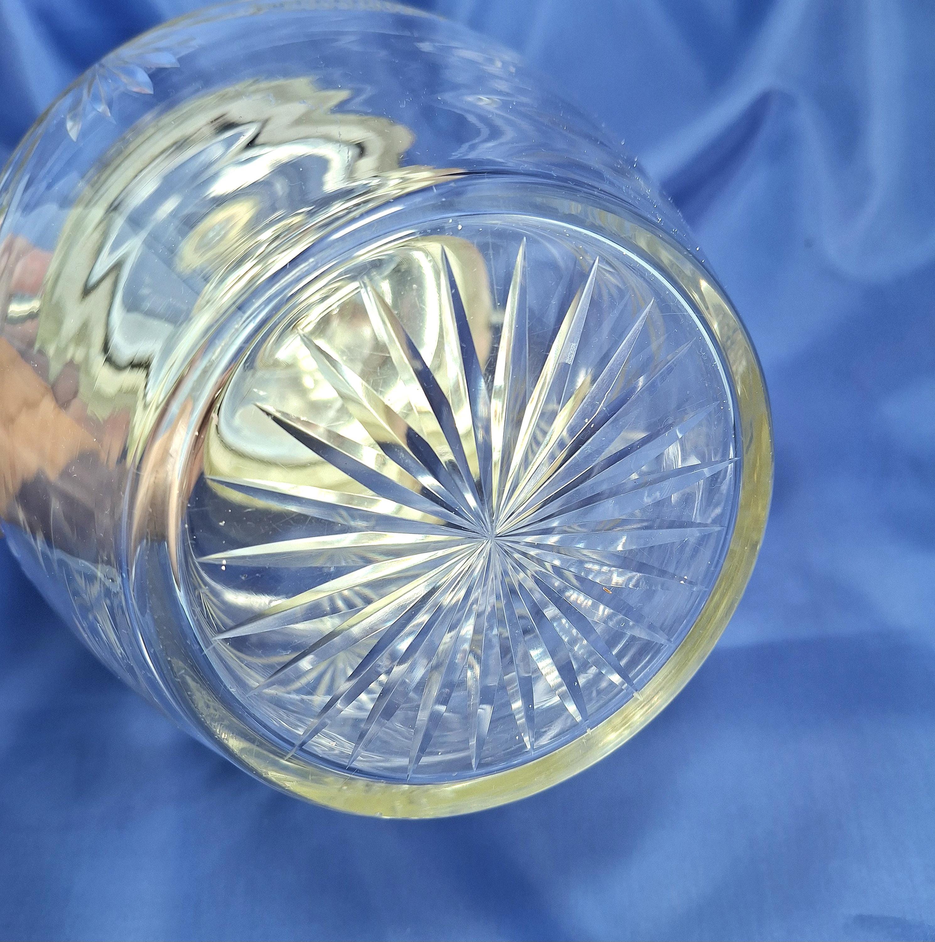 アンティークカットガラスビスケットバレル：銀メッキ蓋、英国製