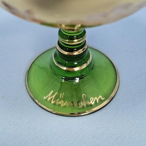 Vintage E & A Böckling Dessert Glasses Set of 2 Green Stem Gold Lustre Floral Coupe Cups image 5