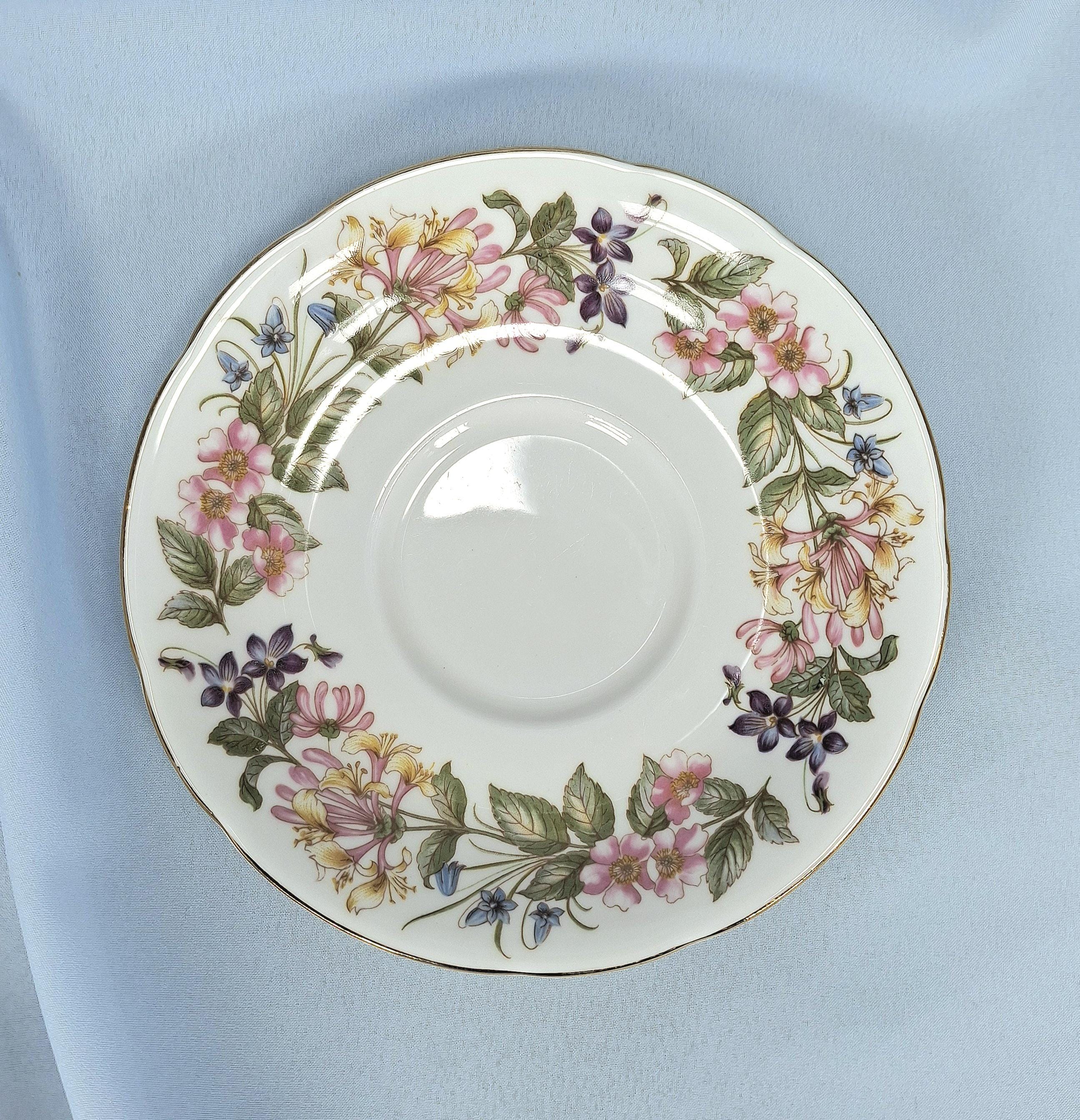 Vintage Paragon Bone China Soup Bowl & Saucer: Country Lane Honeysuckle Design — image 6