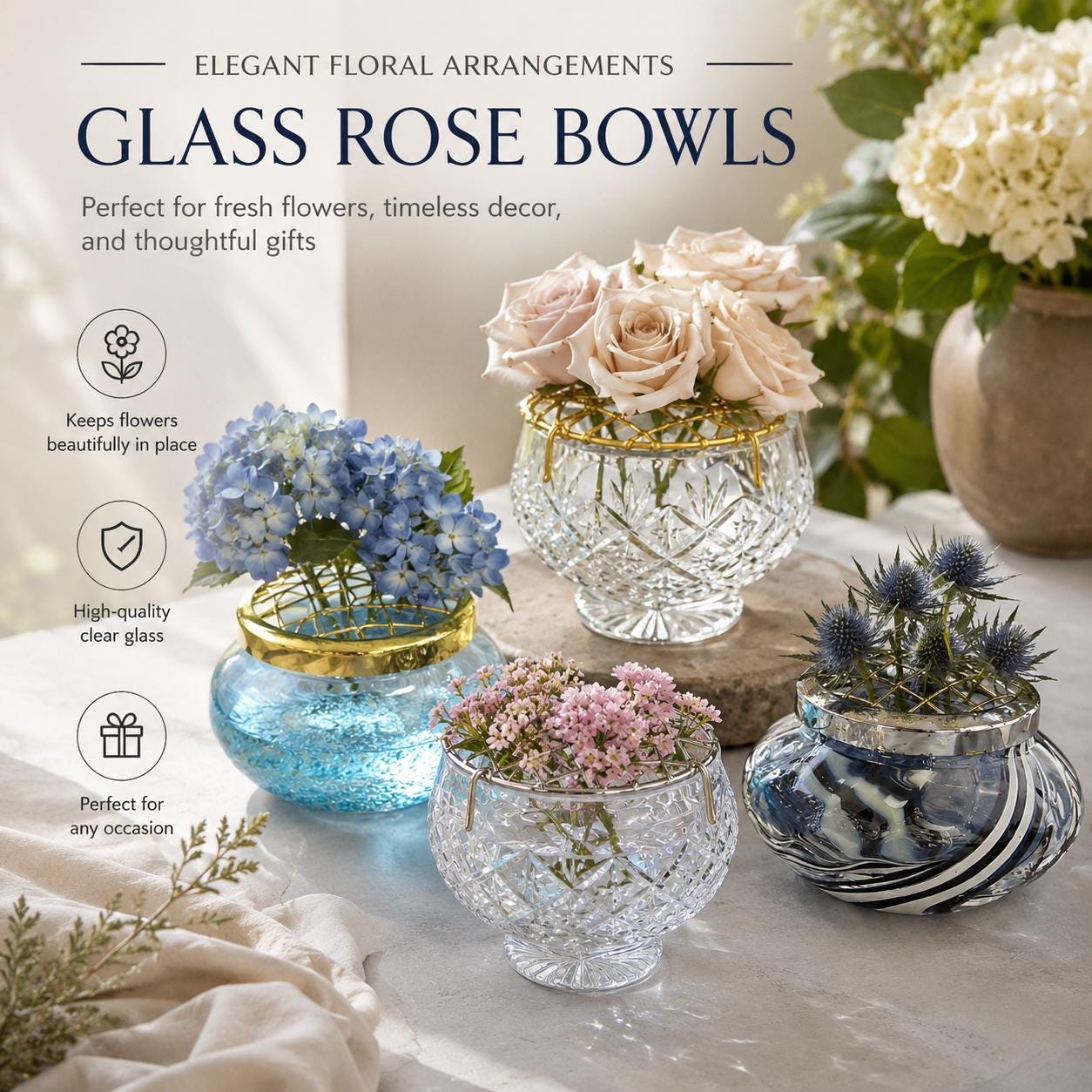 Vintage Glass Rose Bowl - Etsy UK