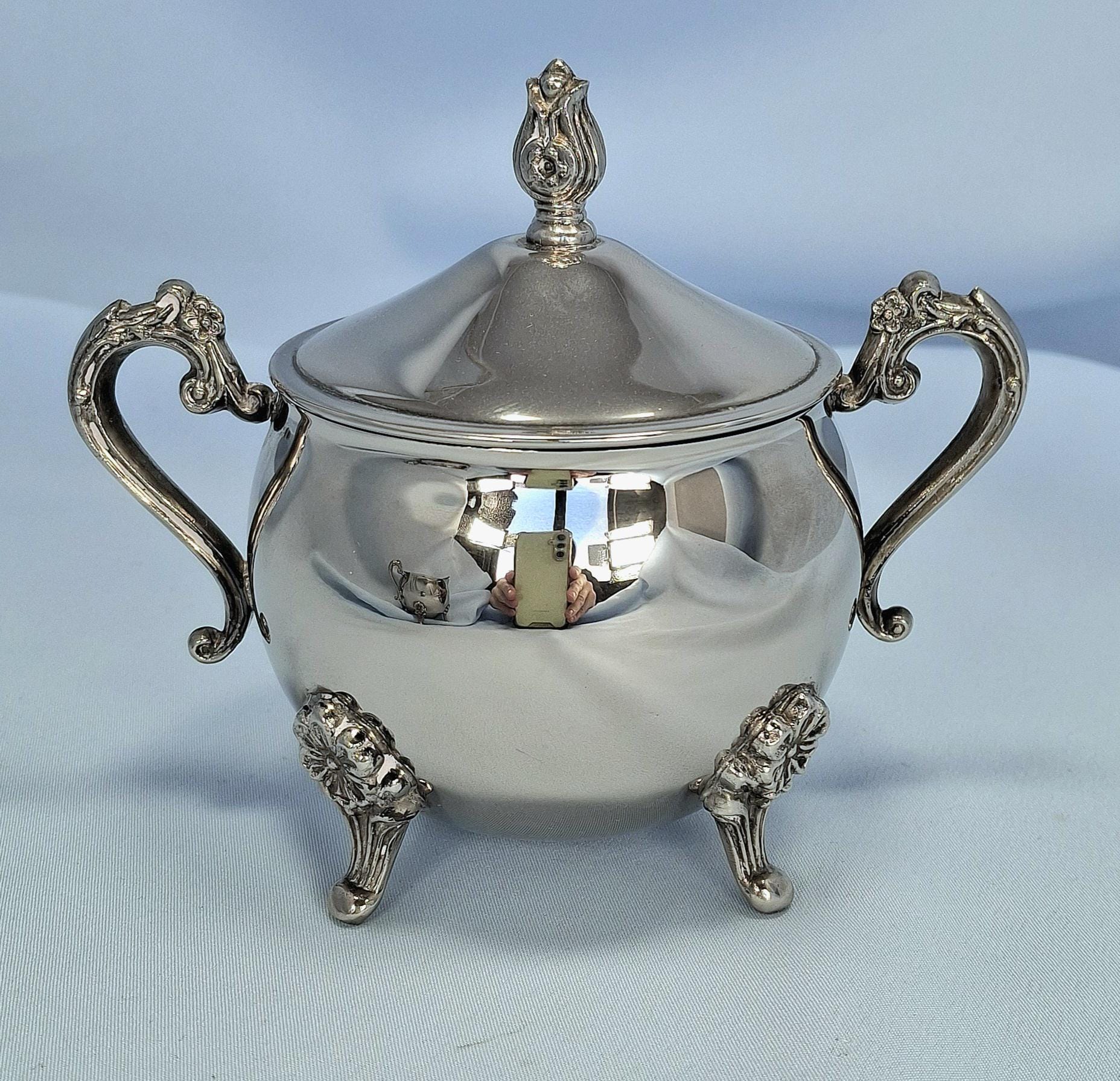 Antique Set Silver Plated Sugar Bowl and Milk Jug , Decorative Piece — image 3