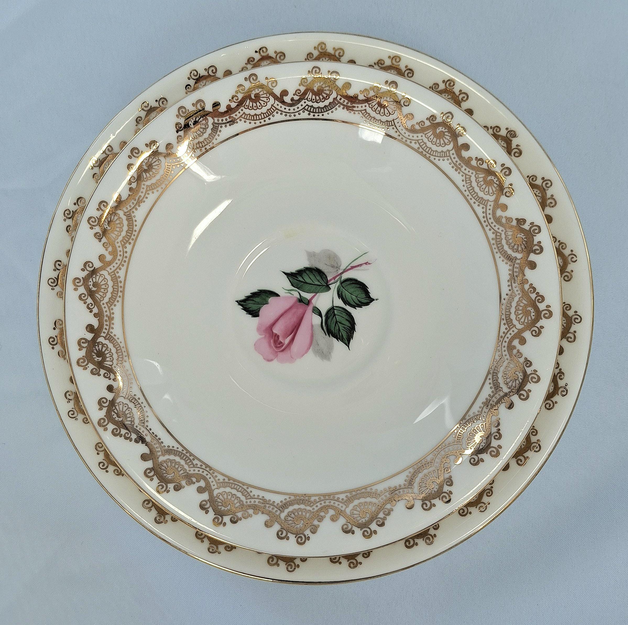Vintage Taylor & Kent England Tea Set, Pink Rose Bone China, 15-Piece Cottagecore Floral — image 7