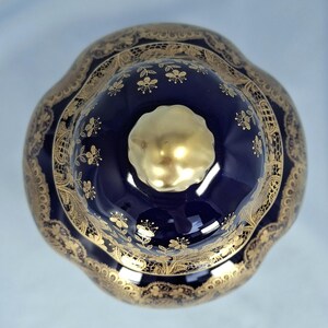 Wazon porcelanowy Lindner Kueps Bavaria w kolorze kobaltu i niebieskiego złota, Jeanette Decor Ginger Jar zdjęcie 3