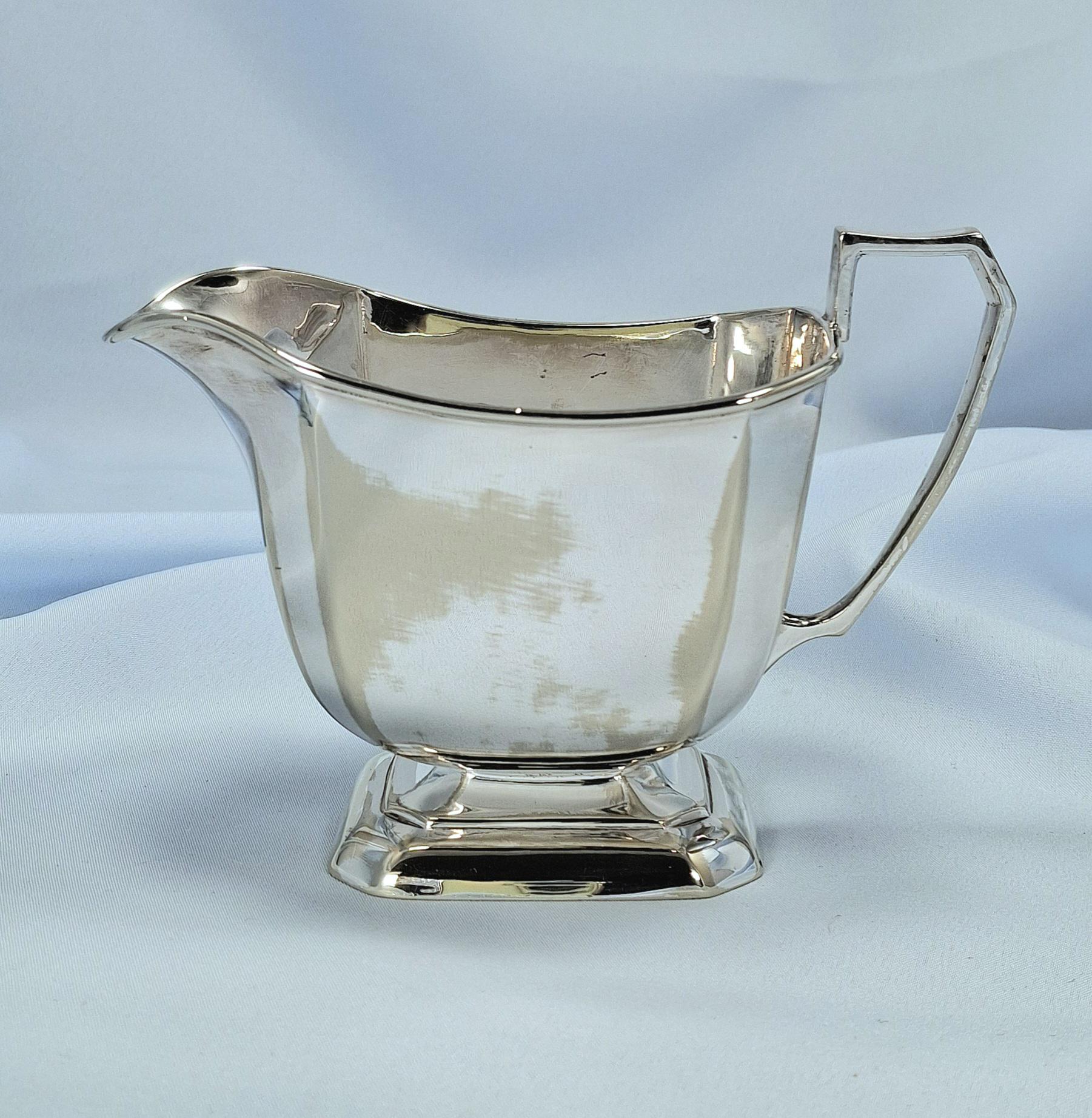 Vintage Set: Silver Plated Teapot, Sugar Bowl and Creamer / Milk Jug, Antique gift — image 9