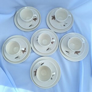 Vintage Royal Doulton Tumbling Leaves Kaffee-Set, Bone China, England. 19teilig Bild 17